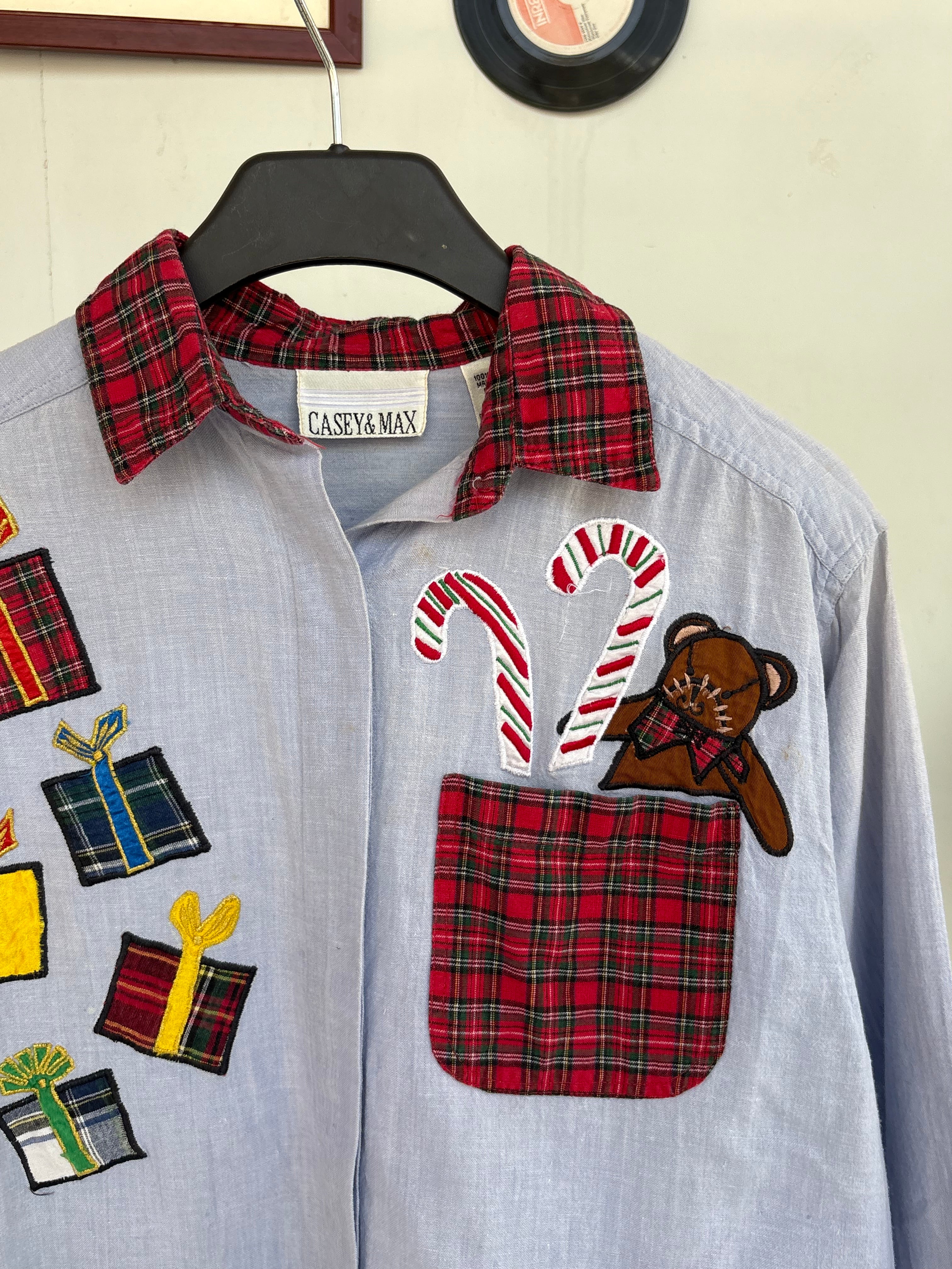 Ghingham collar patchwork shirt