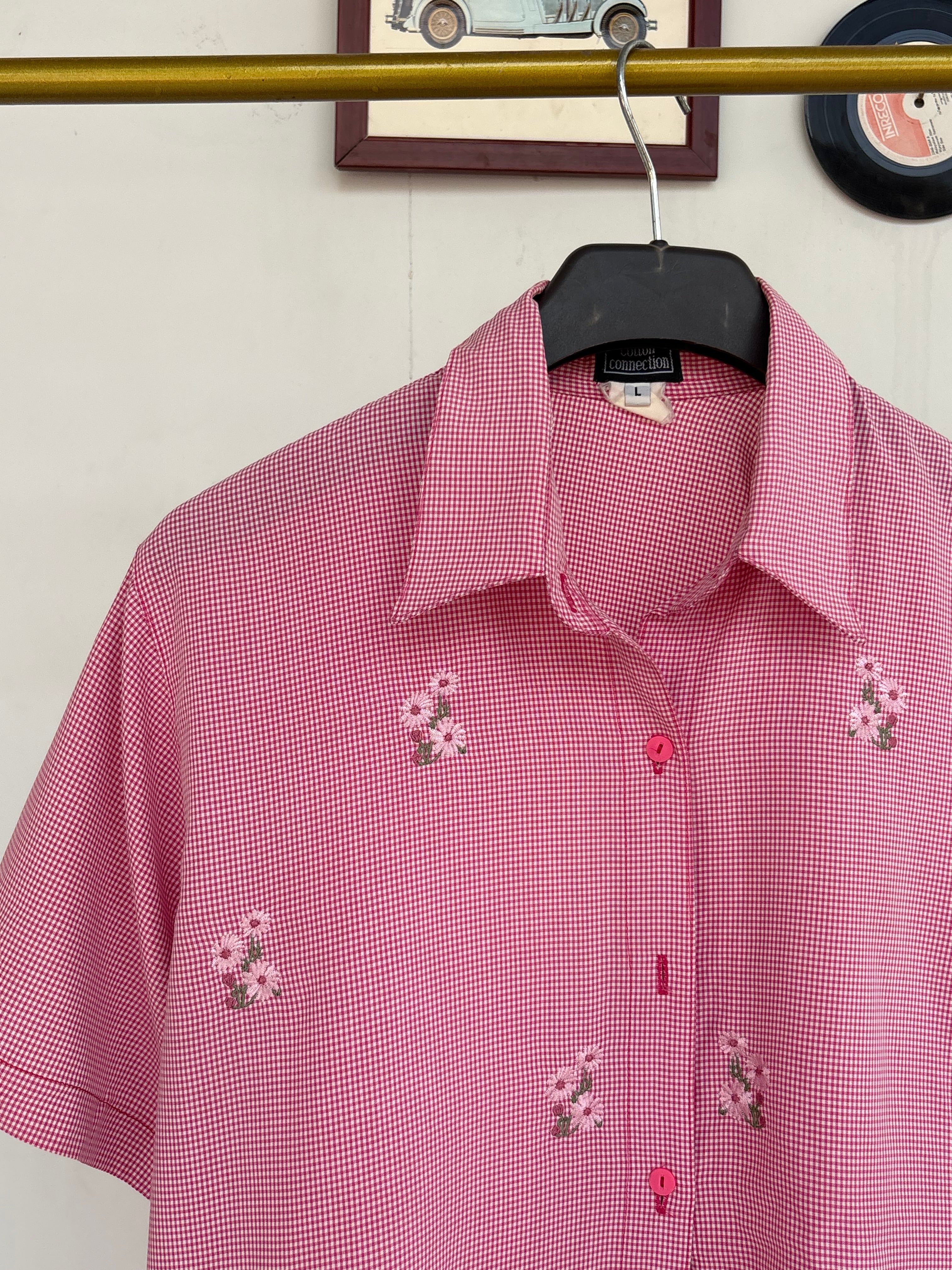 Daisy embroidered ghingham shirt