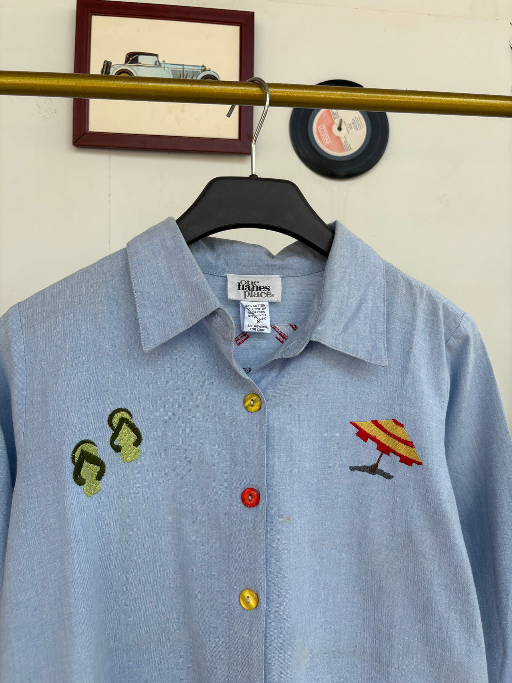 Cotton beachy embroidered shirt