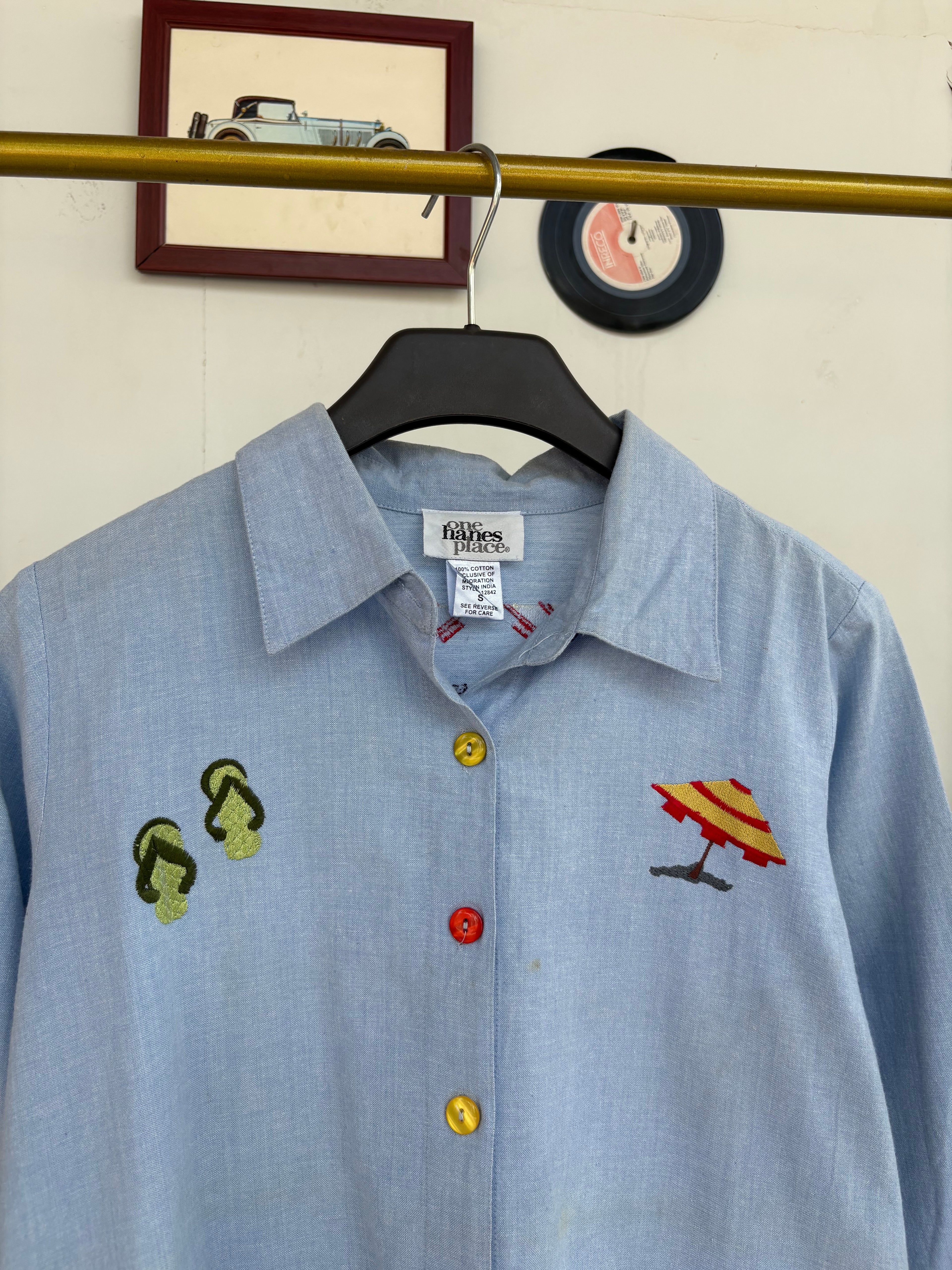 Cotton beachy embroidered shirt
