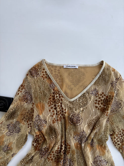 Brown animal print top