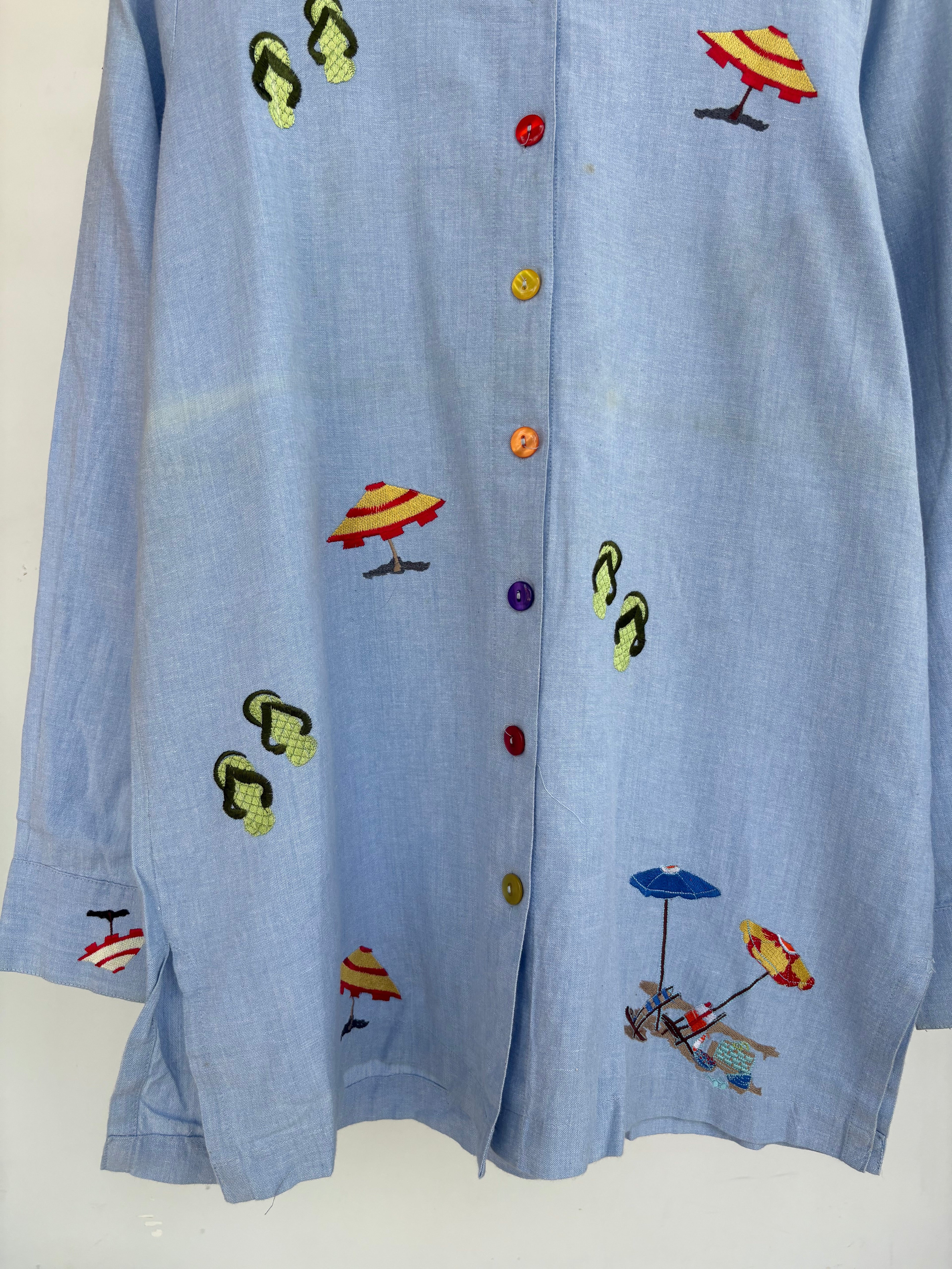 Cotton beachy embroidered shirt