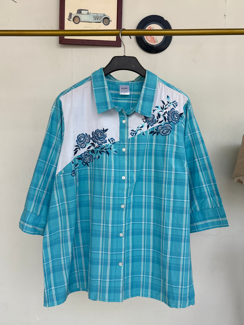 Rosey embroidered blue shirt
