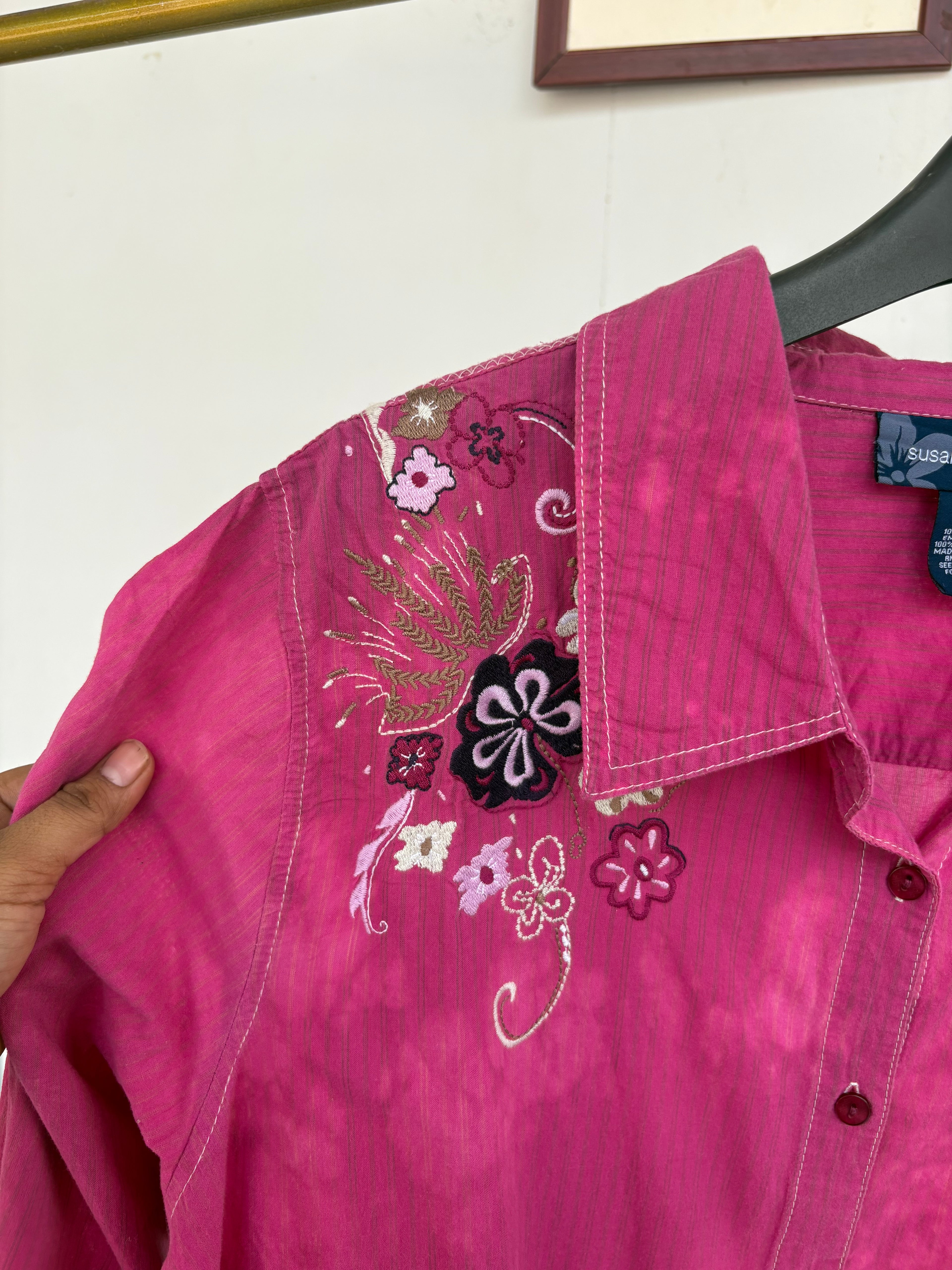 Embroidered pink shirt