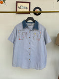 Denim collar embroidered shirt