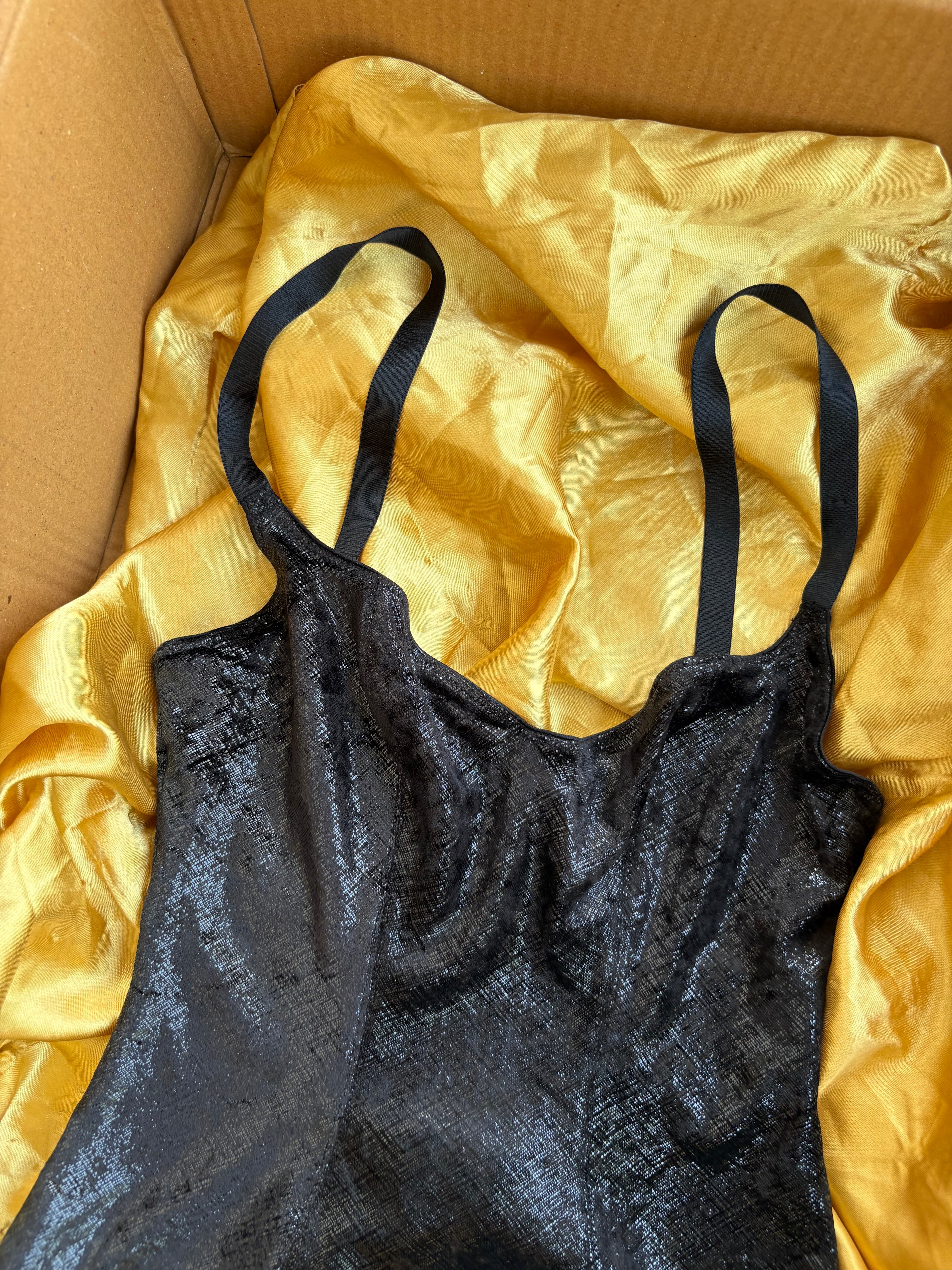 Boned glittery raven top