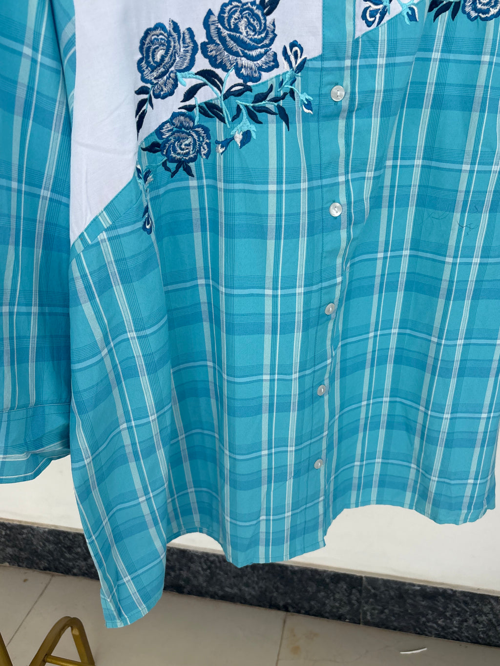 Rosey embroidered blue shirt