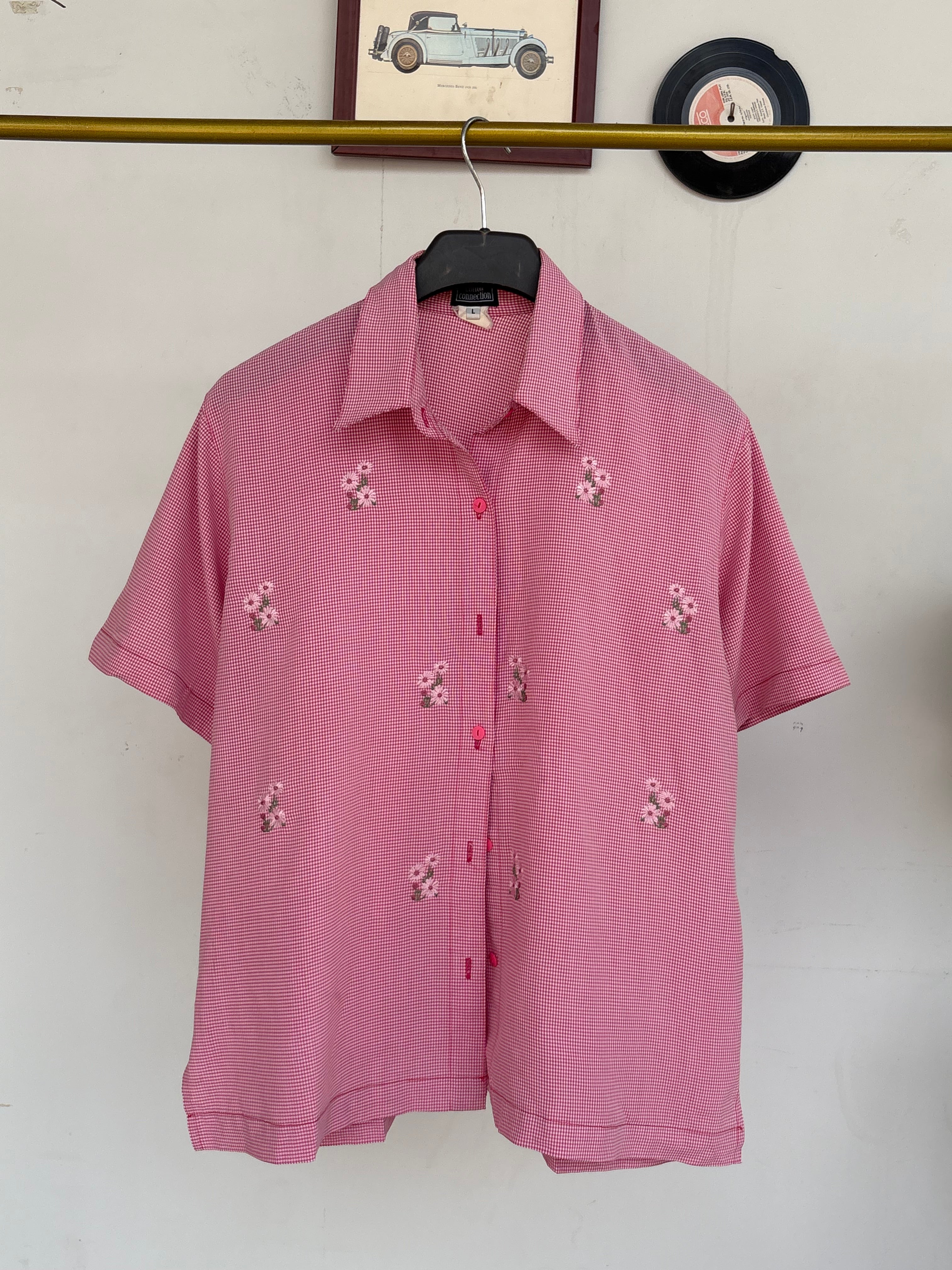 Daisy embroidered ghingham shirt