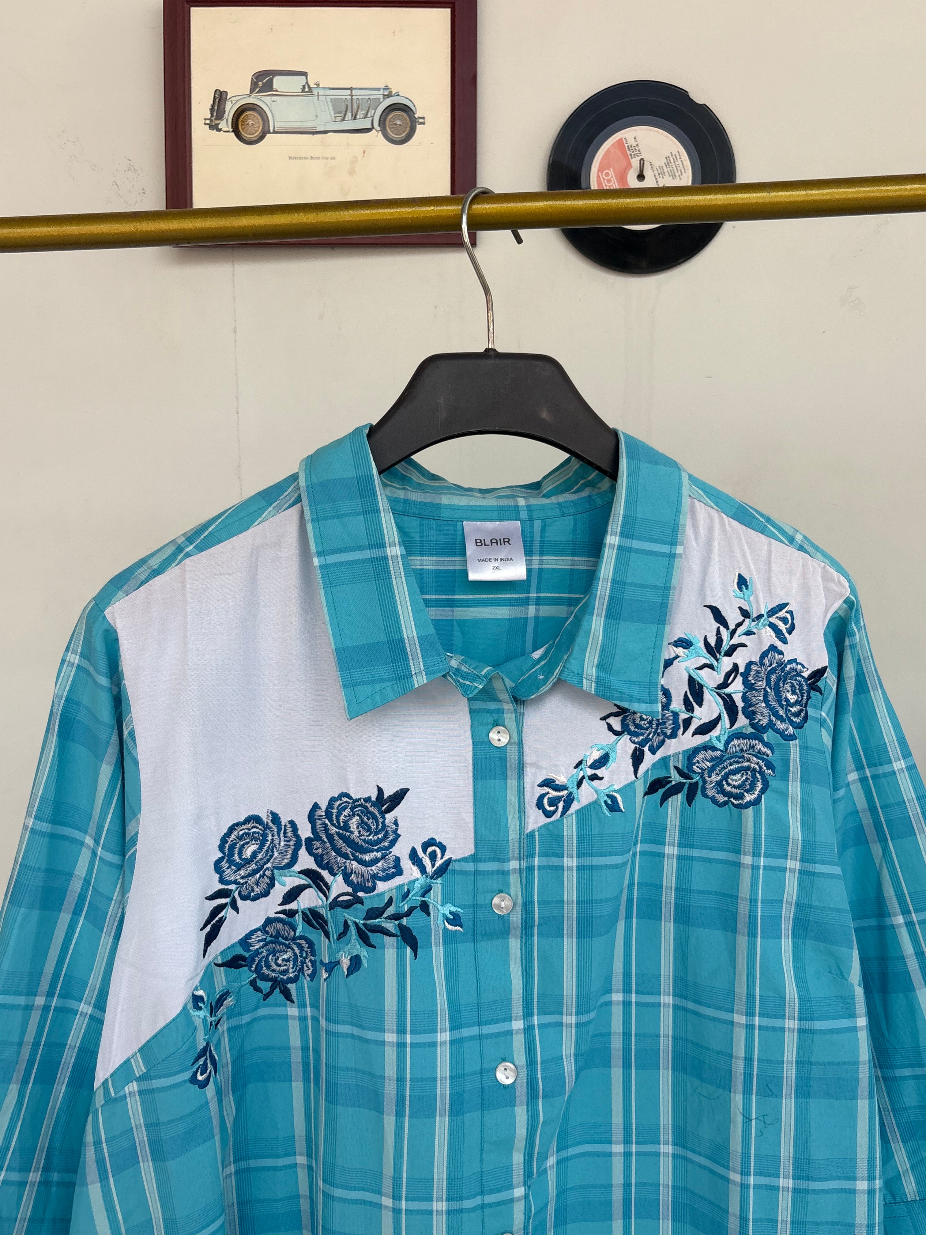 Rosey embroidered blue shirt