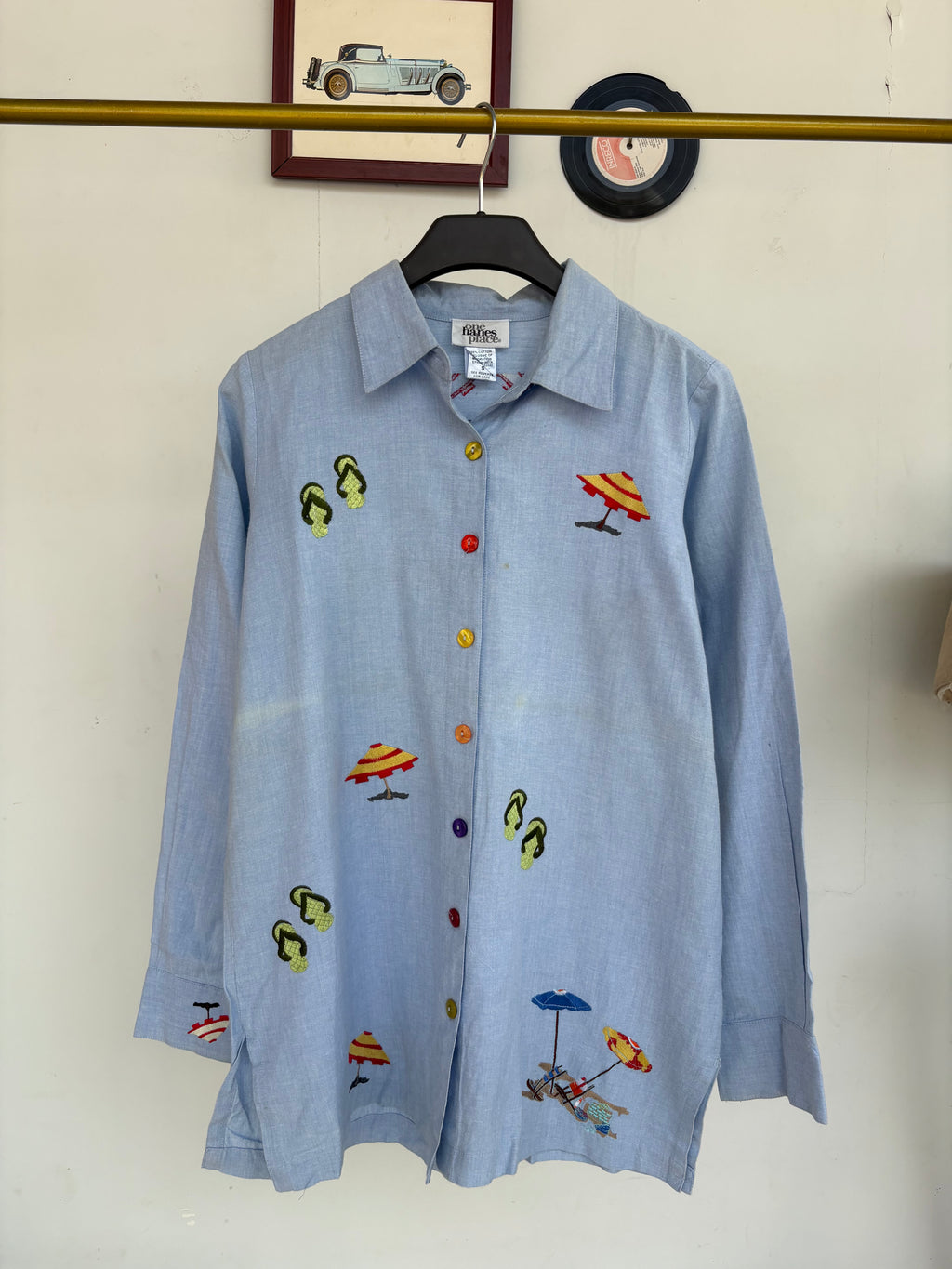Cotton beachy embroidered shirt