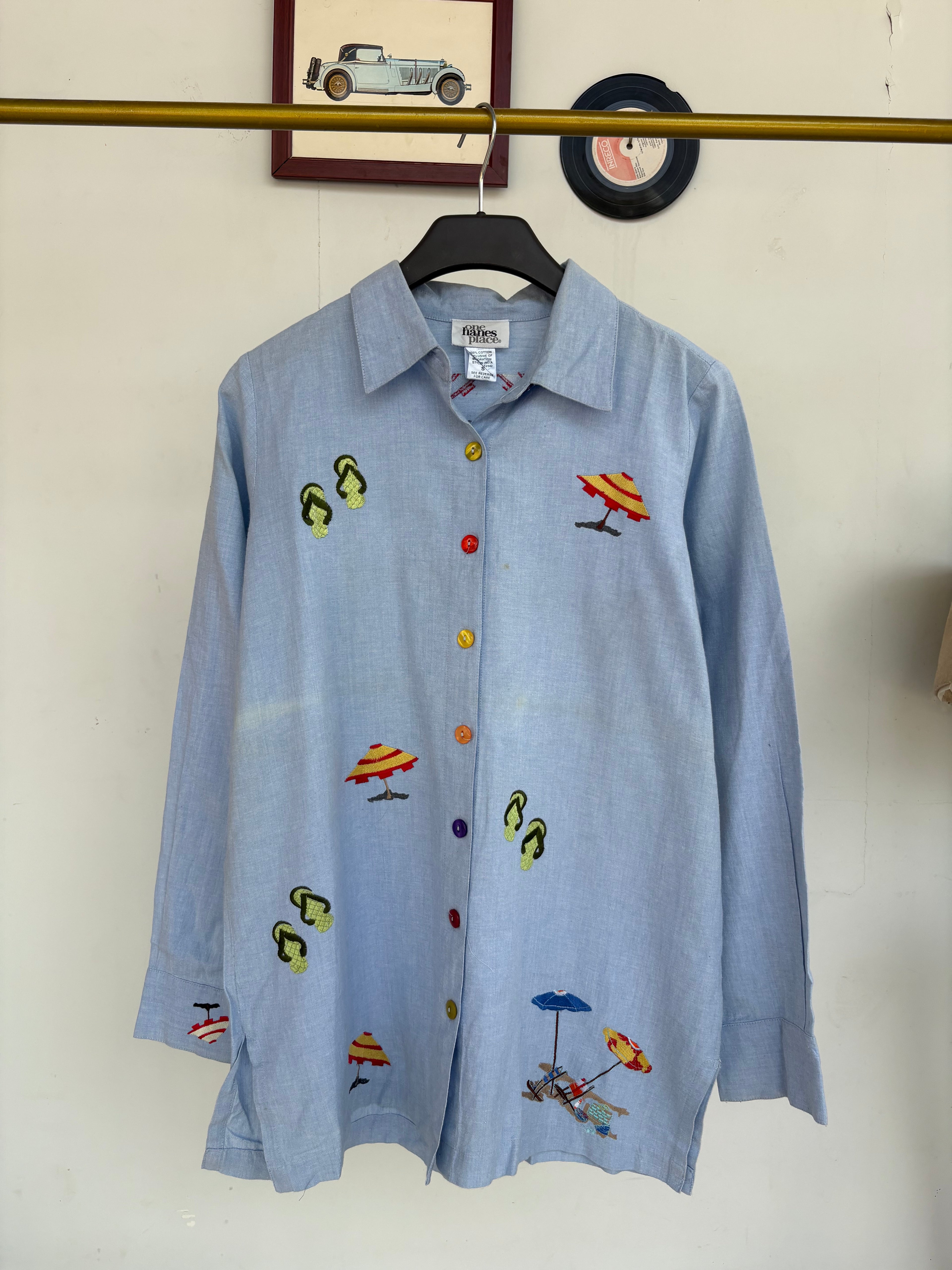Cotton beachy embroidered shirt