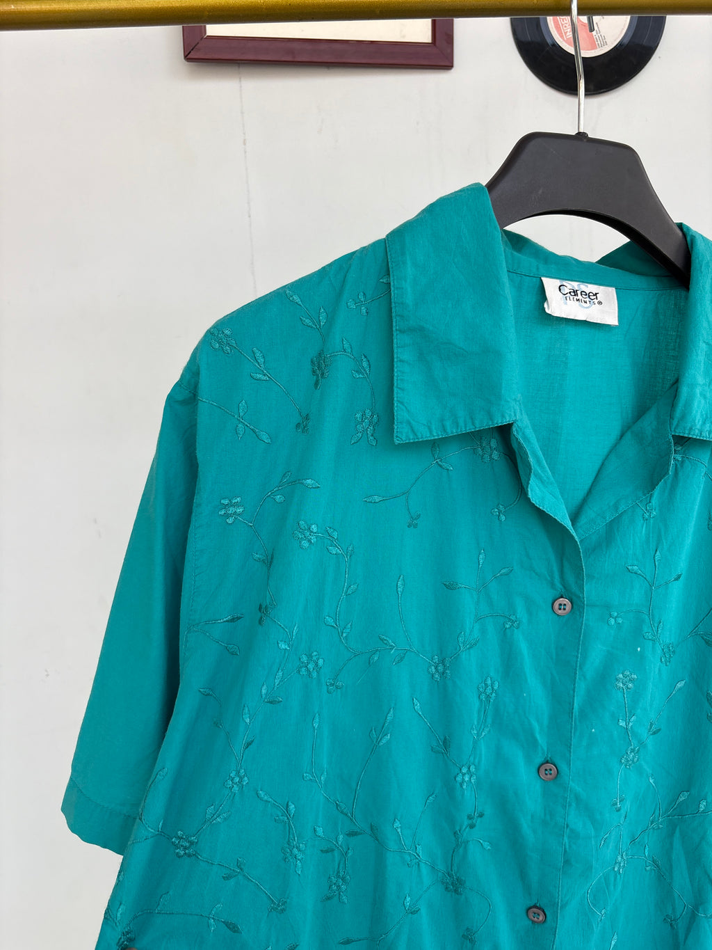 Embroidered mint easy breazy shirt