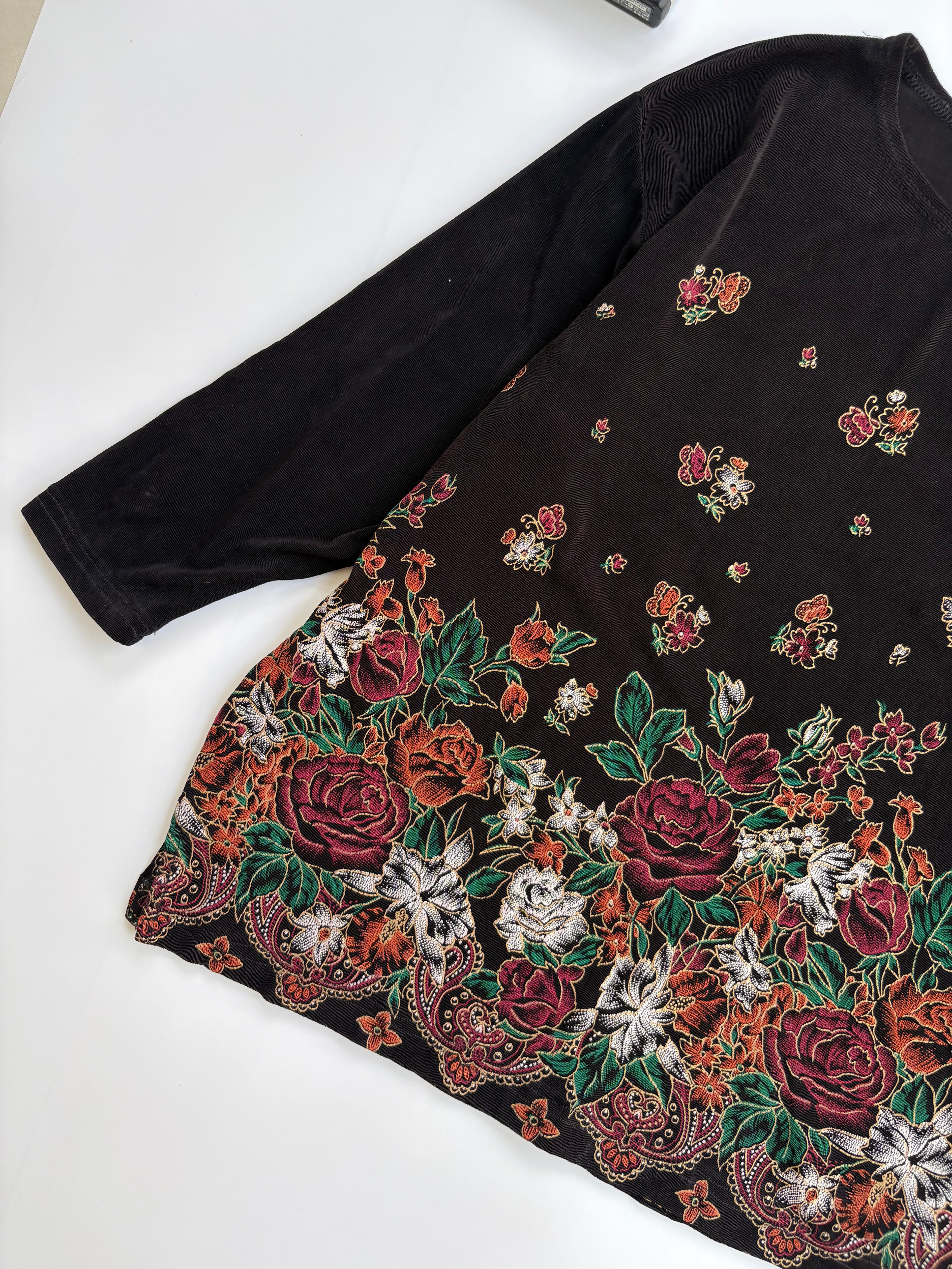 Floral black top