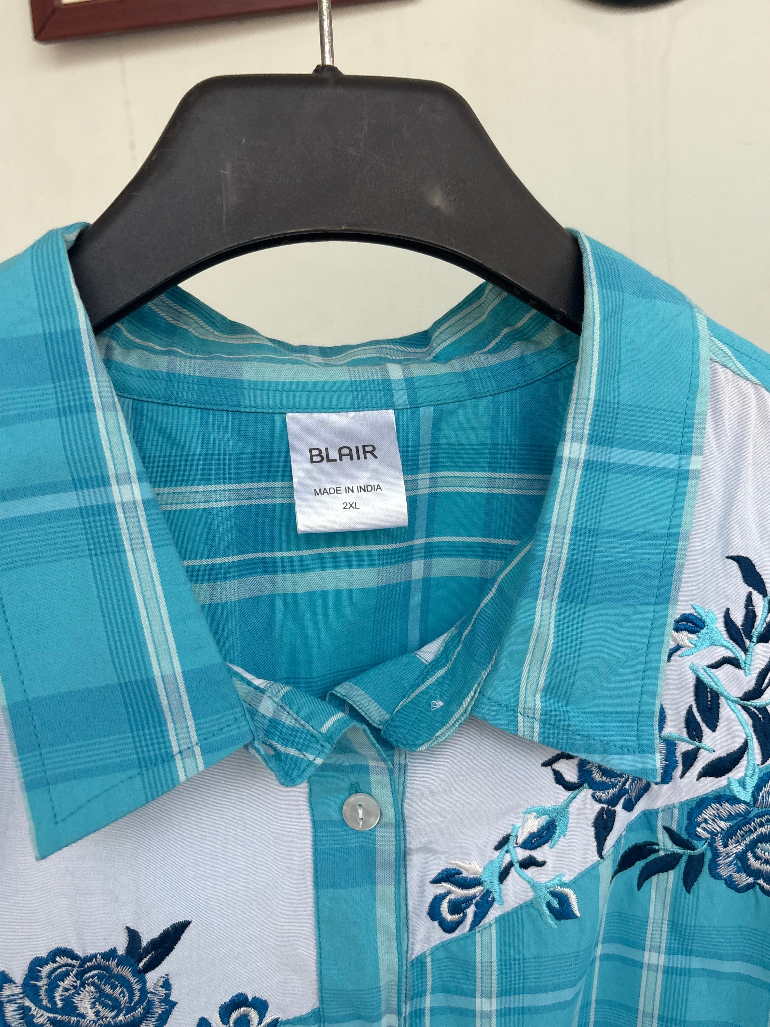Rosey embroidered blue shirt