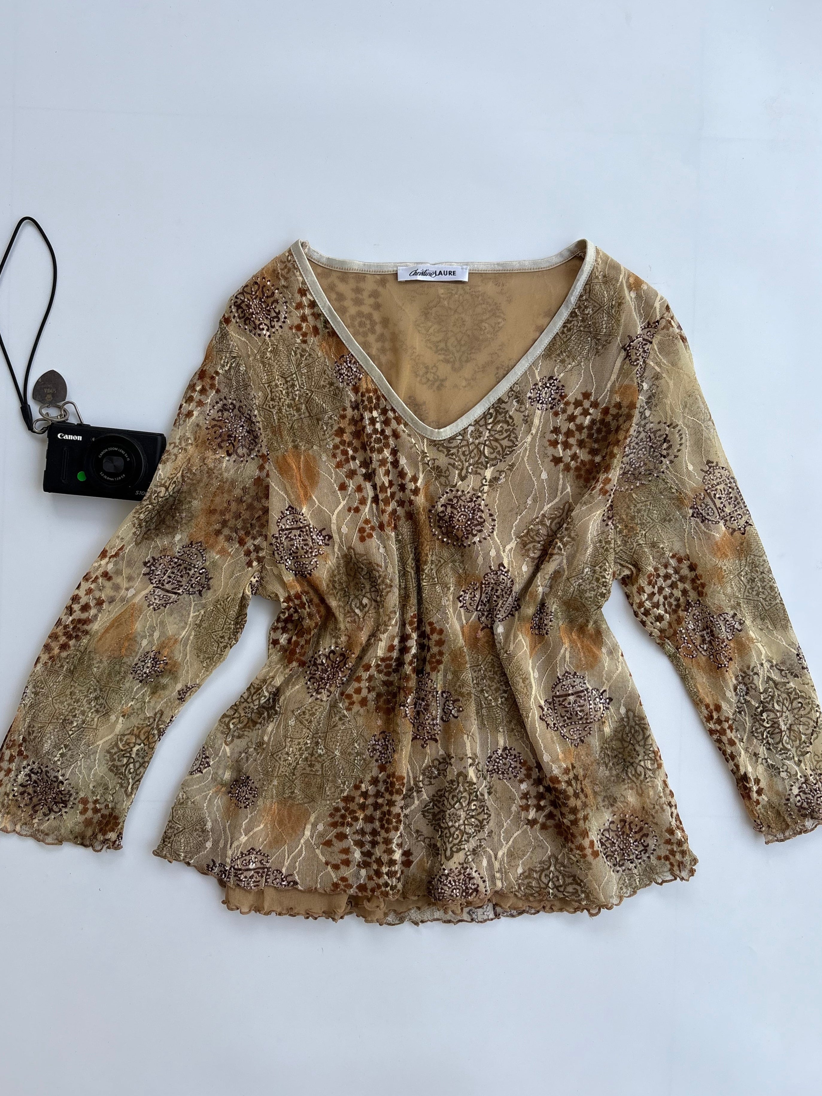 Brown animal print top