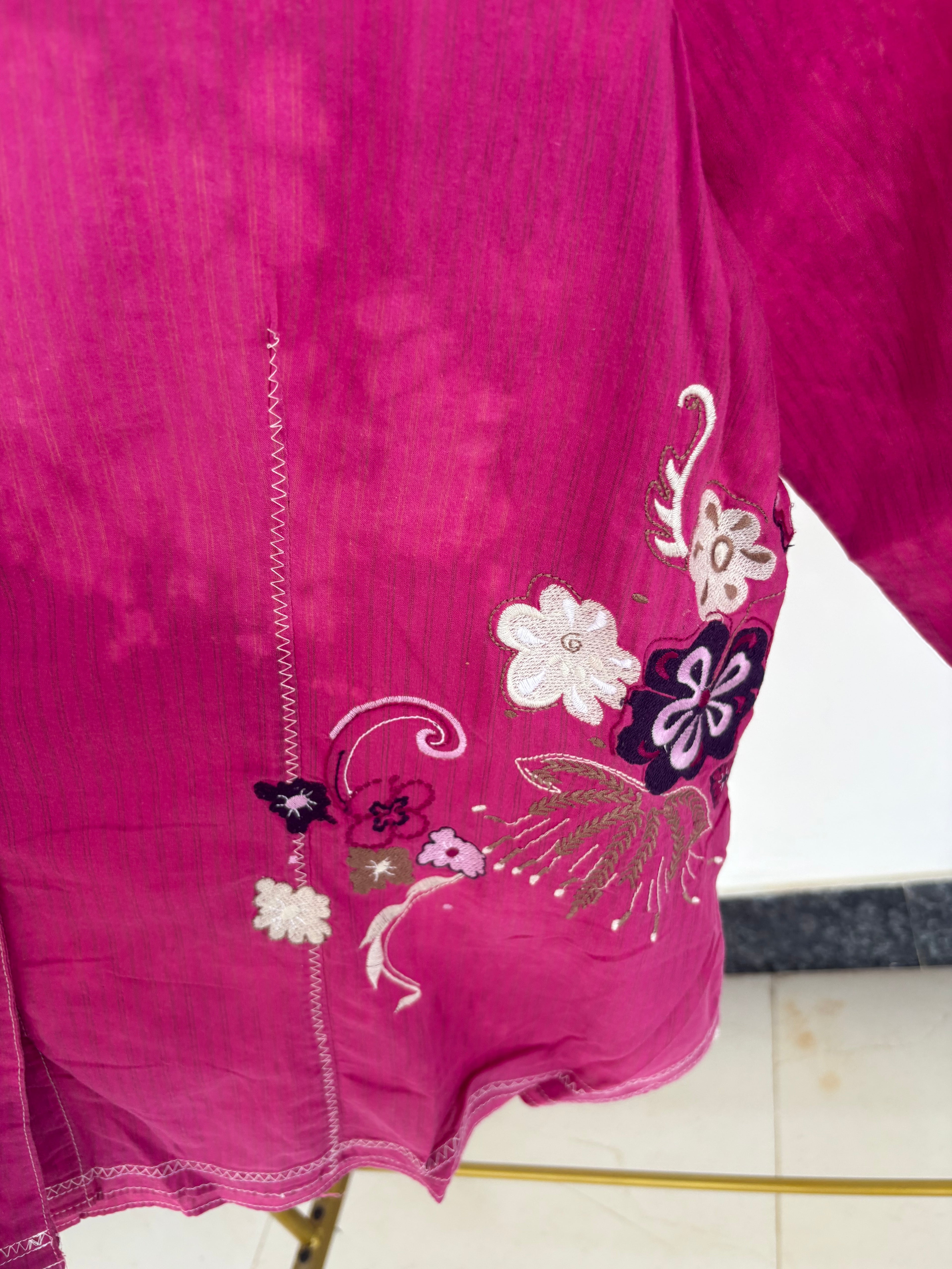 Embroidered pink shirt