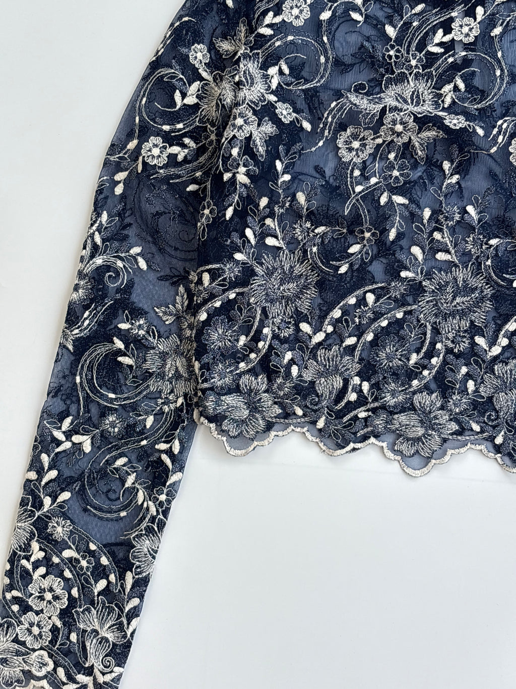 Semi transparent embroidered top