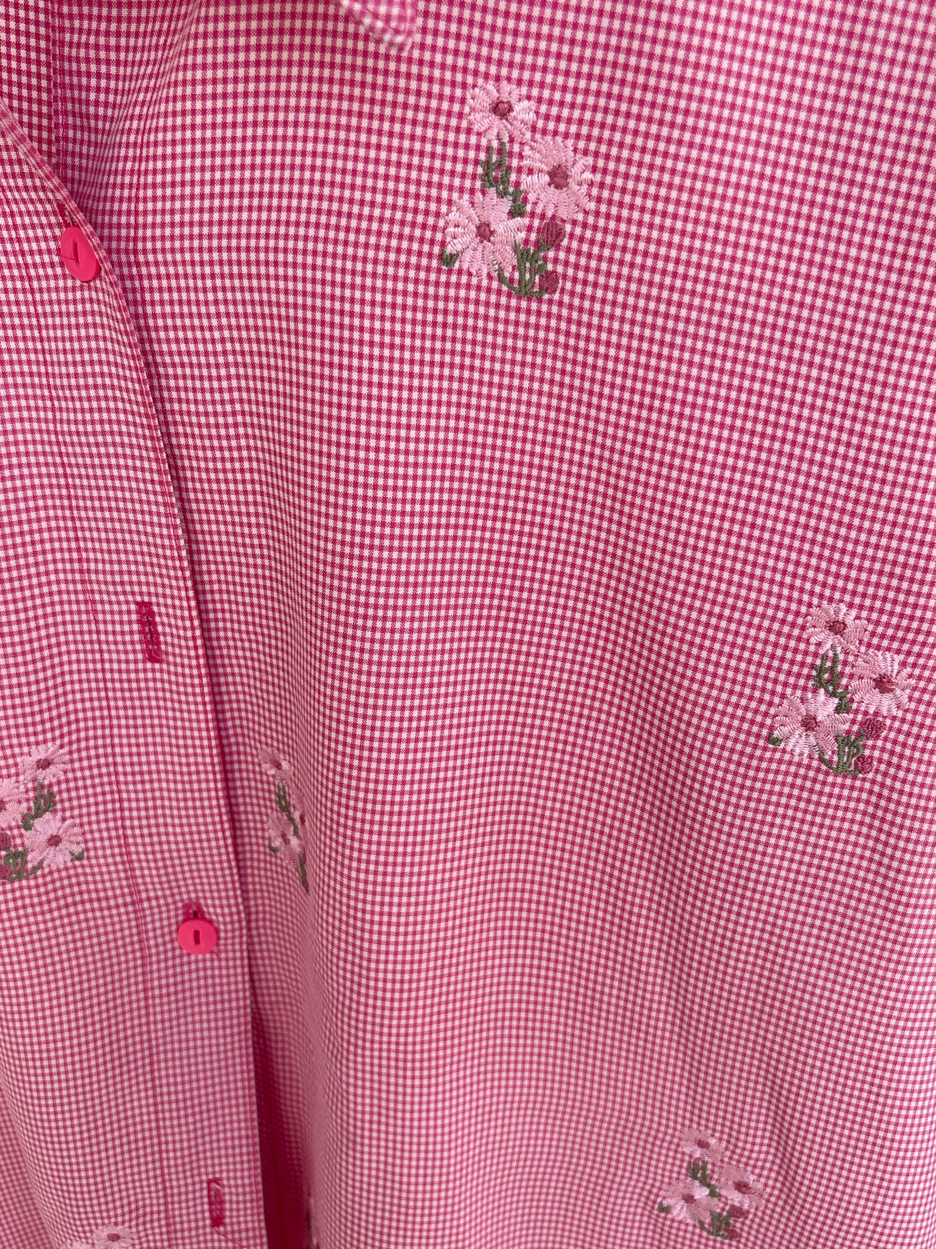 Daisy embroidered ghingham shirt