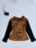 Y2k fur ribbed top