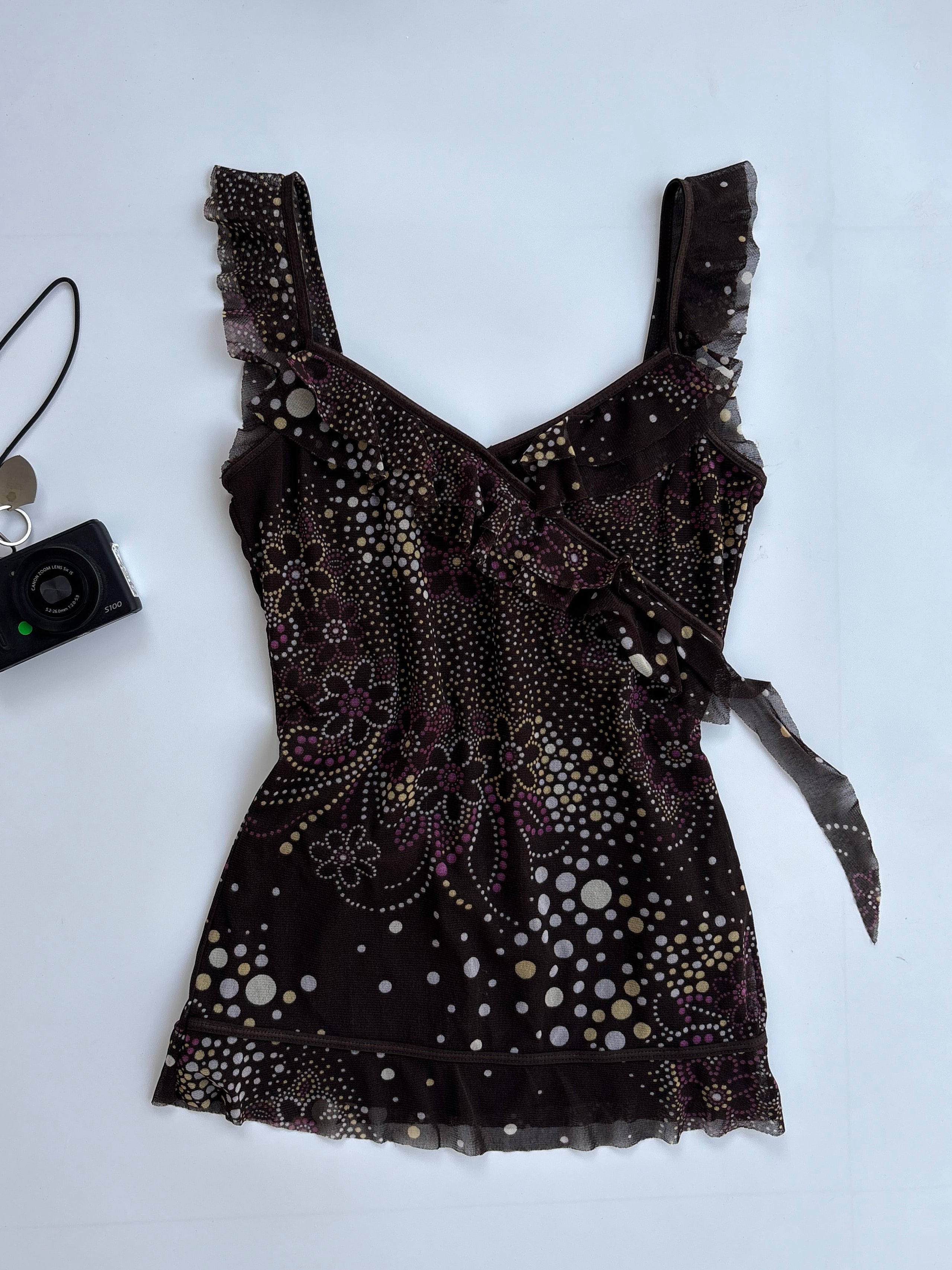 Y2k brown polka top