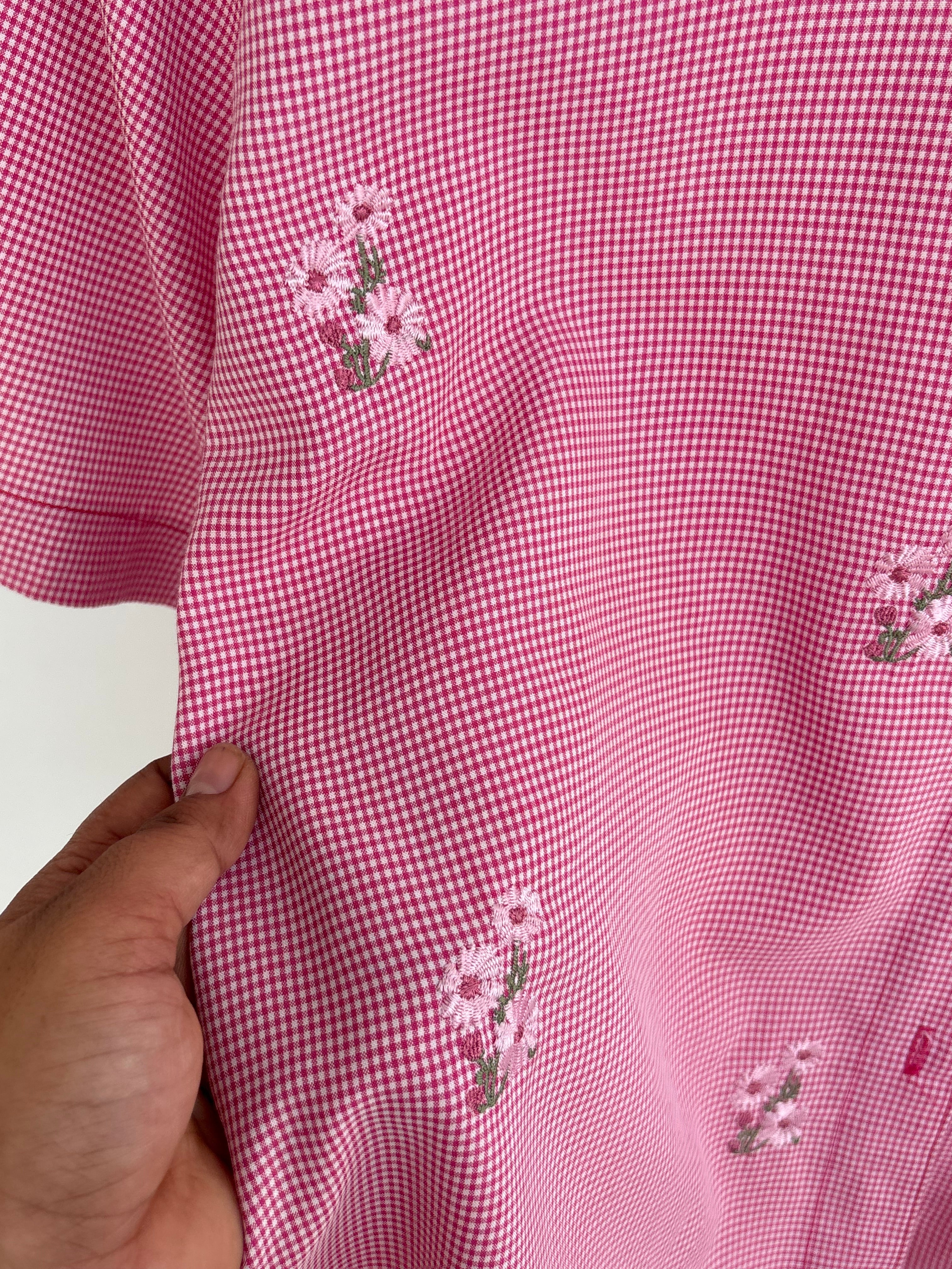 Daisy embroidered ghingham shirt