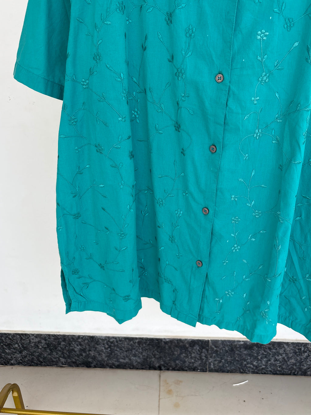 Embroidered mint easy breazy shirt