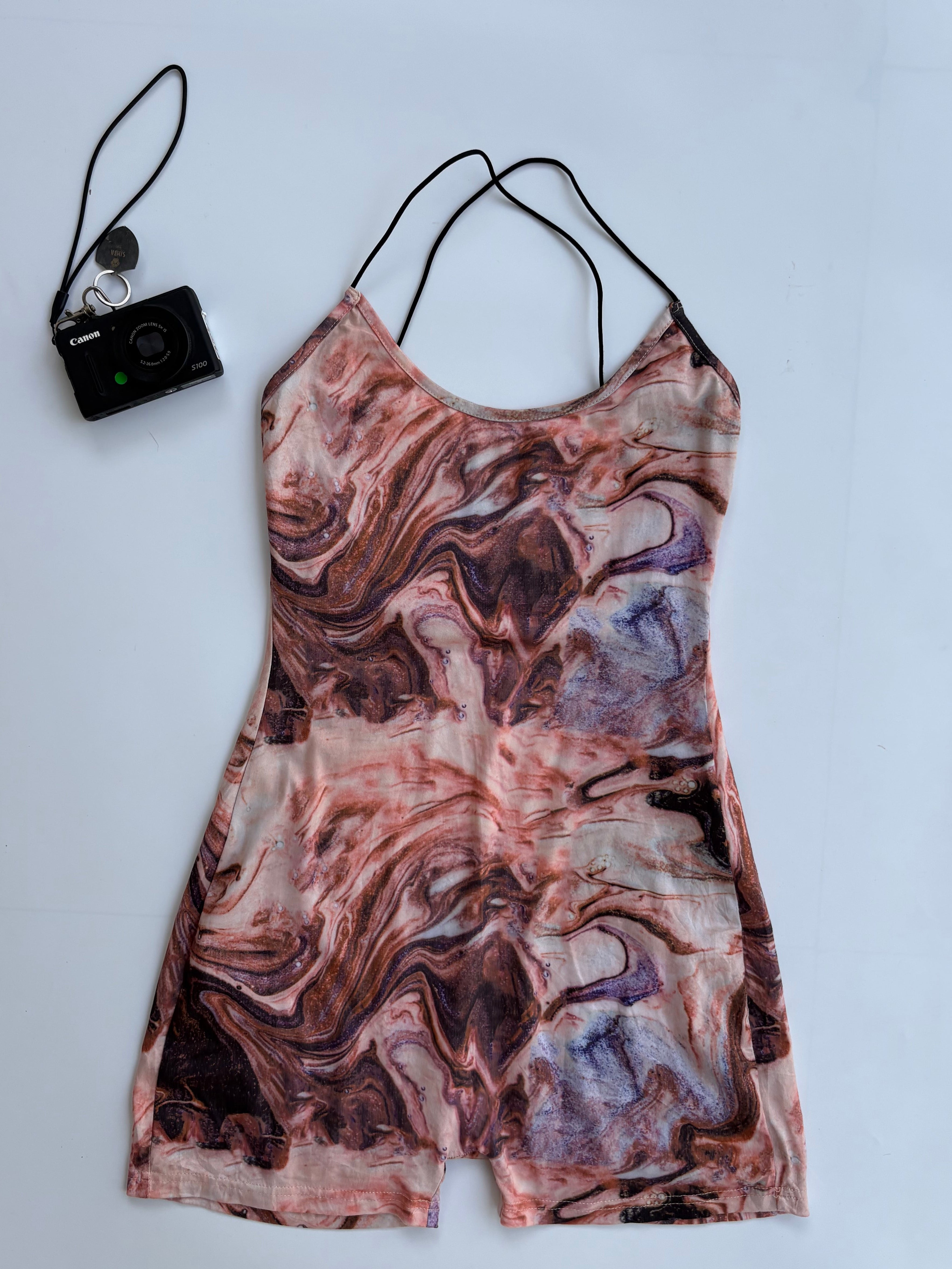 Printed mess fabric Bodysuit