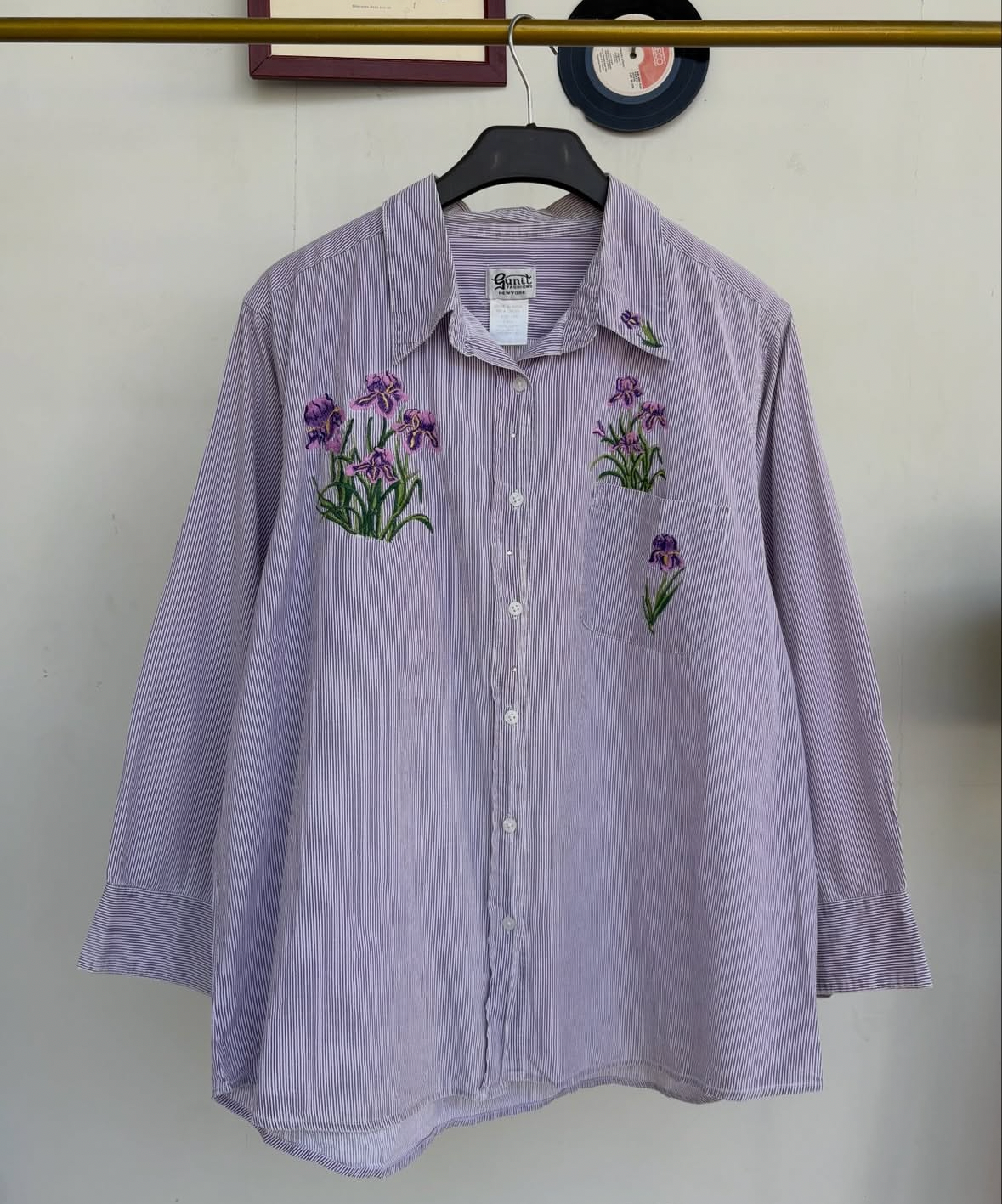 Lavender embroidered cotton shirt