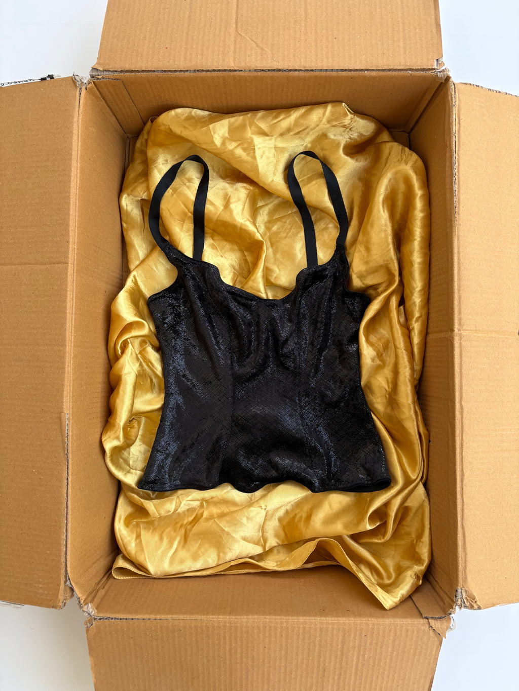 Boned glittery raven top