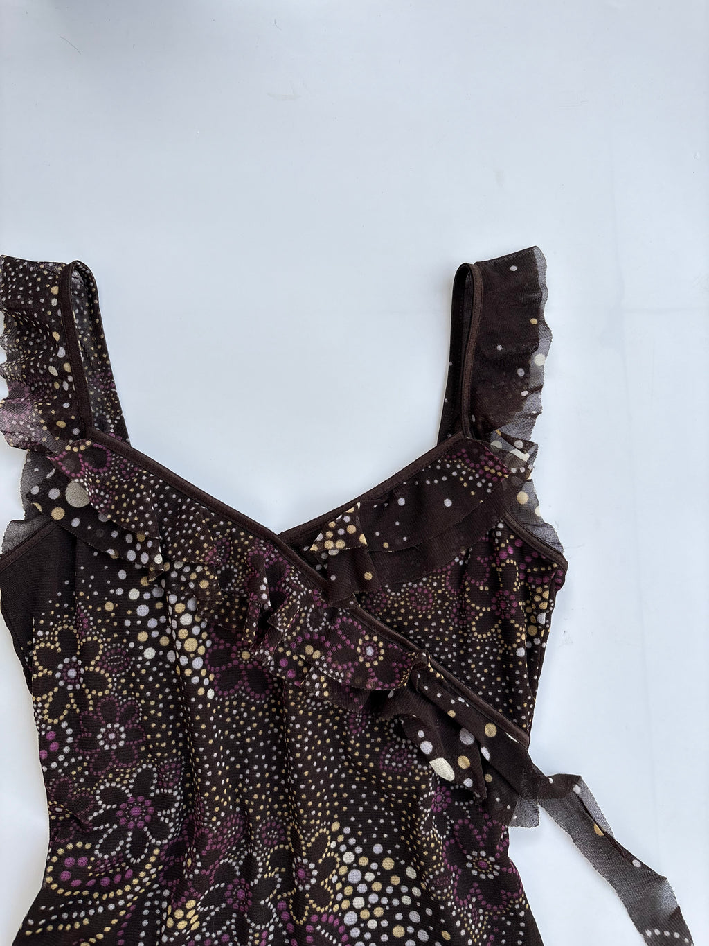 Y2k brown polka top