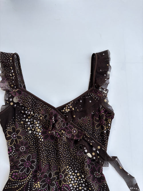 Y2k brown polka top