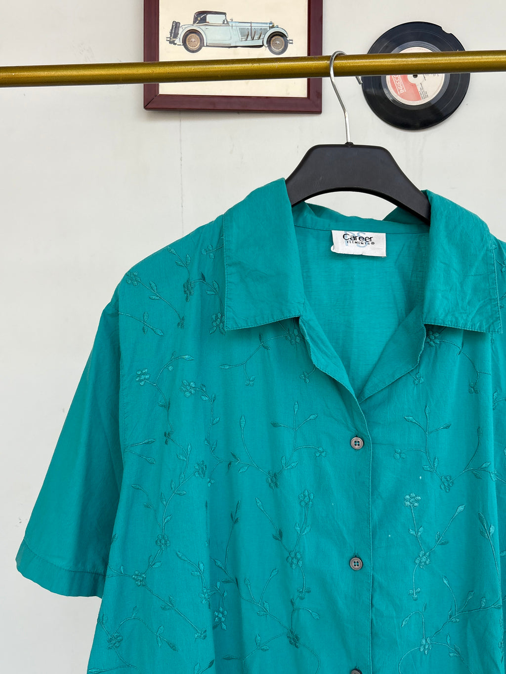Embroidered mint easy breazy shirt