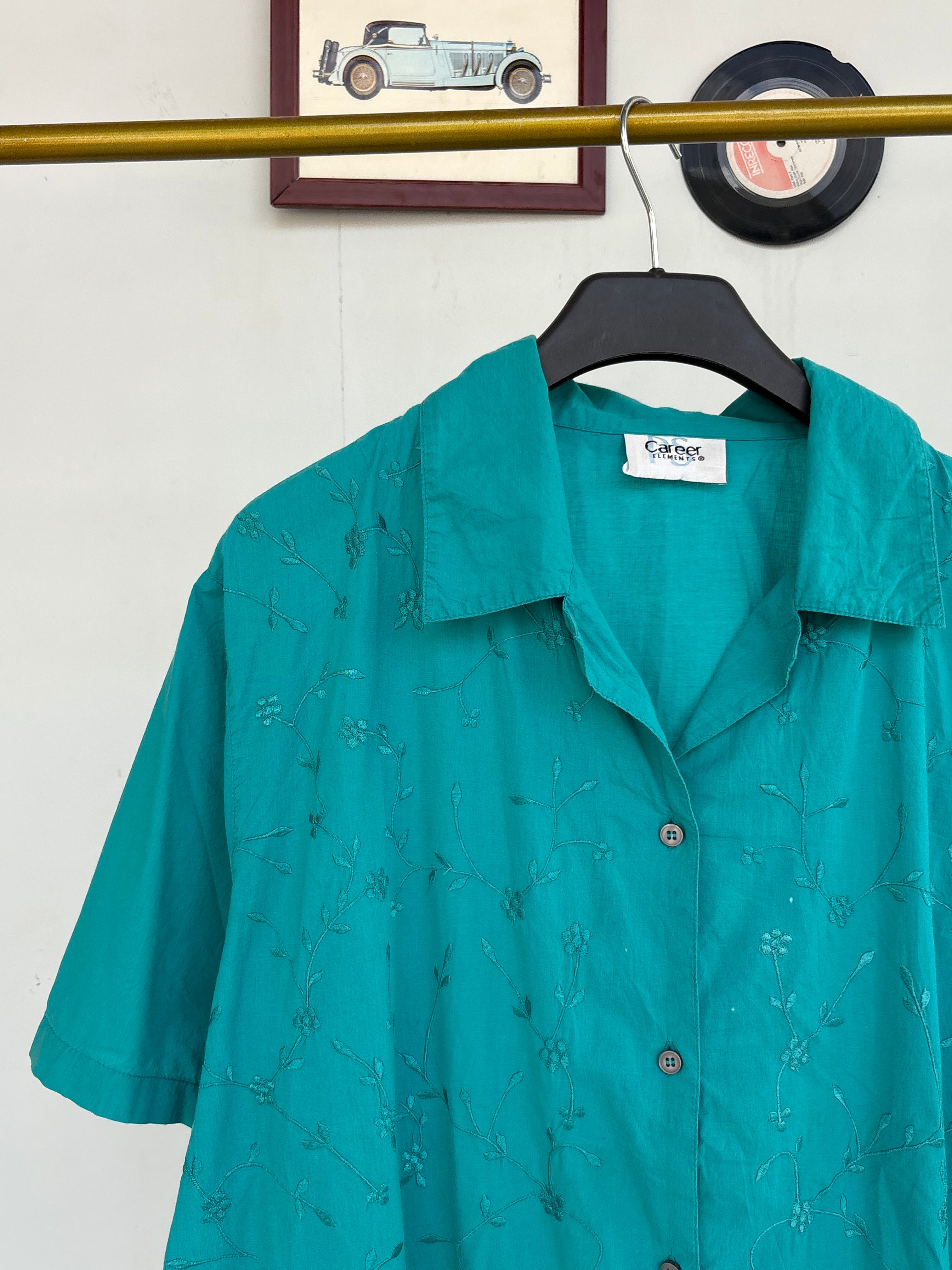 Embroidered mint easy breazy shirt