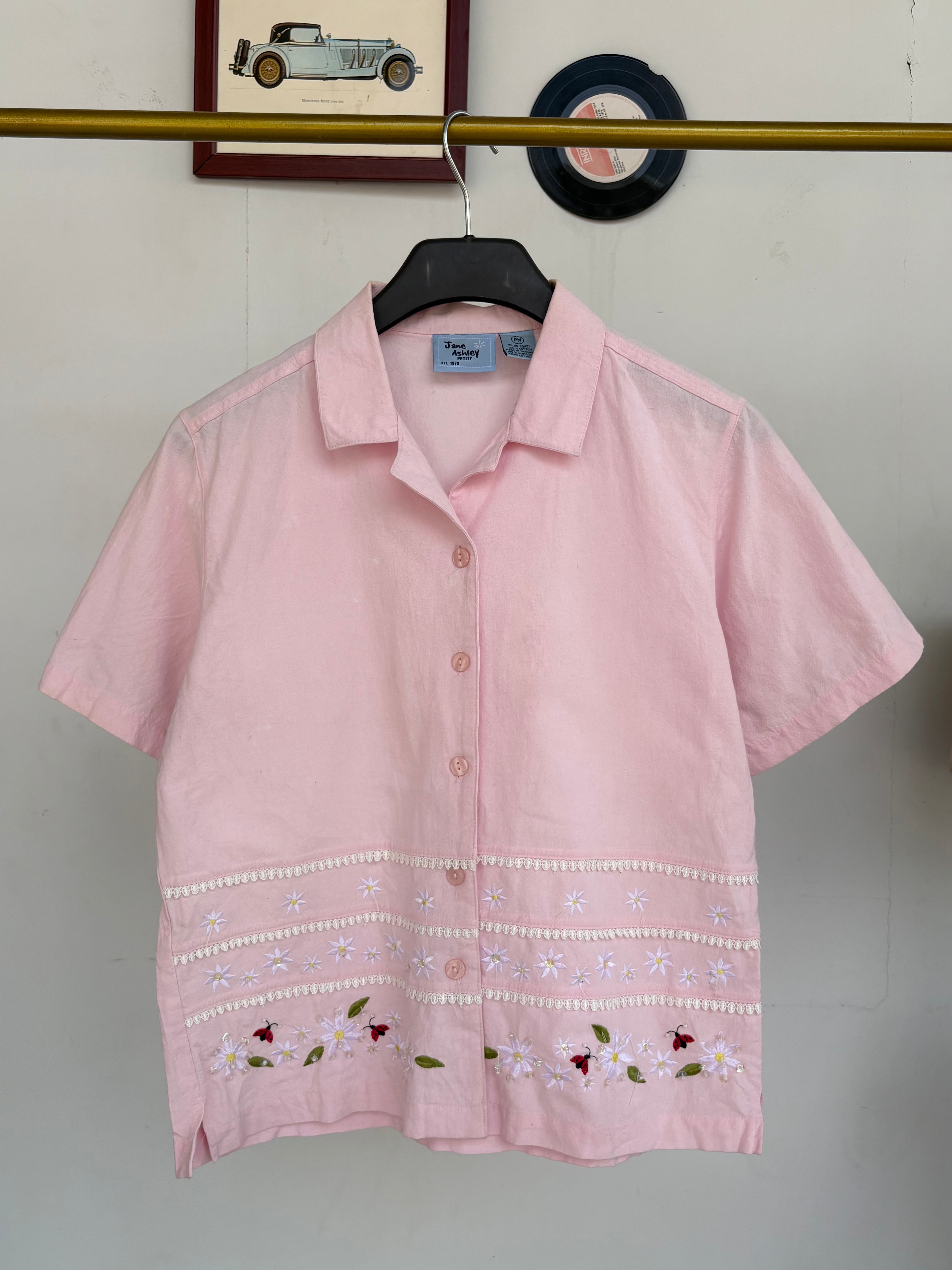 Cutesy pink embroidered shirt