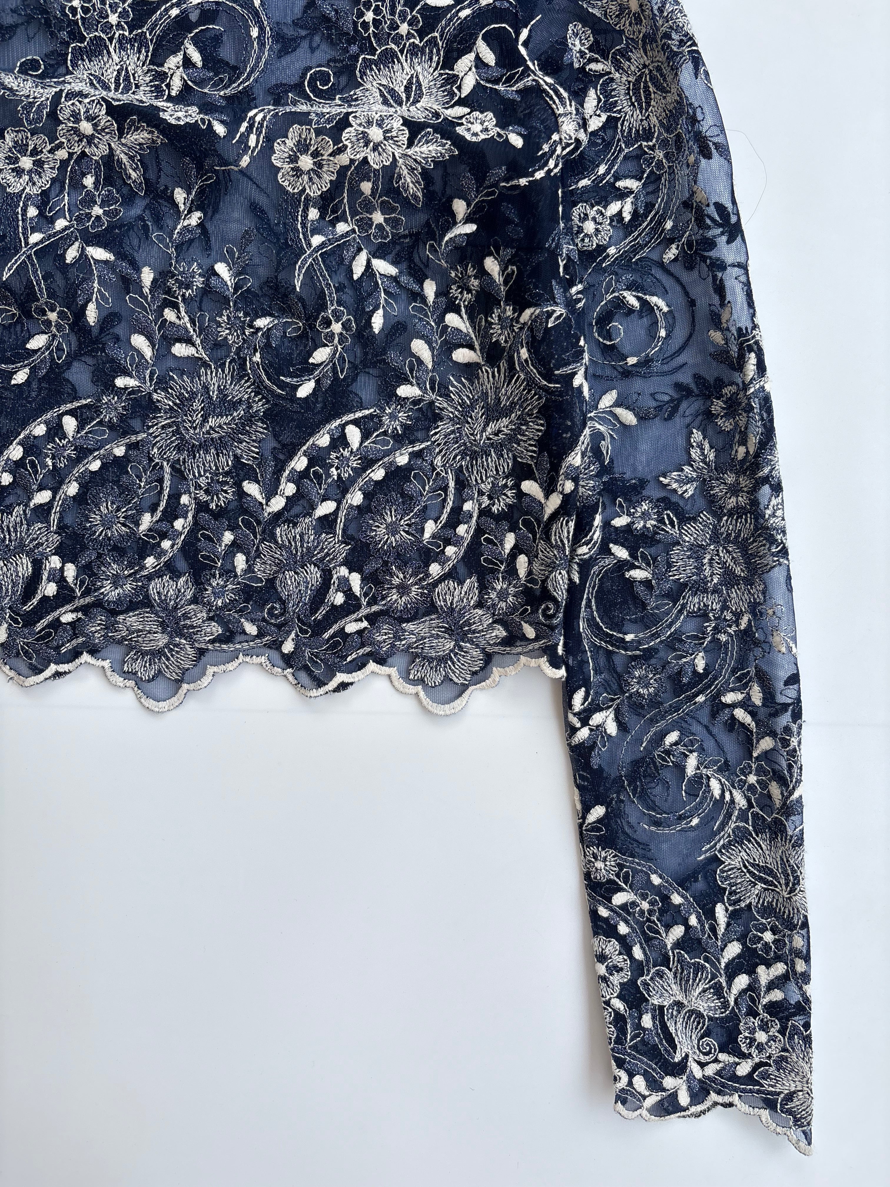 Semi transparent embroidered top