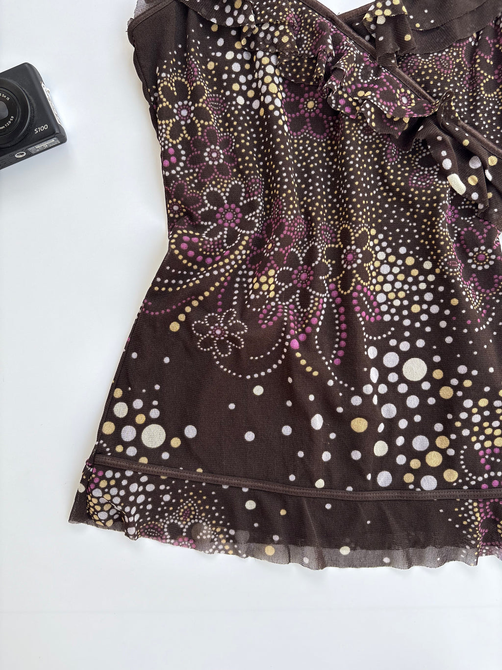 Y2k brown polka top