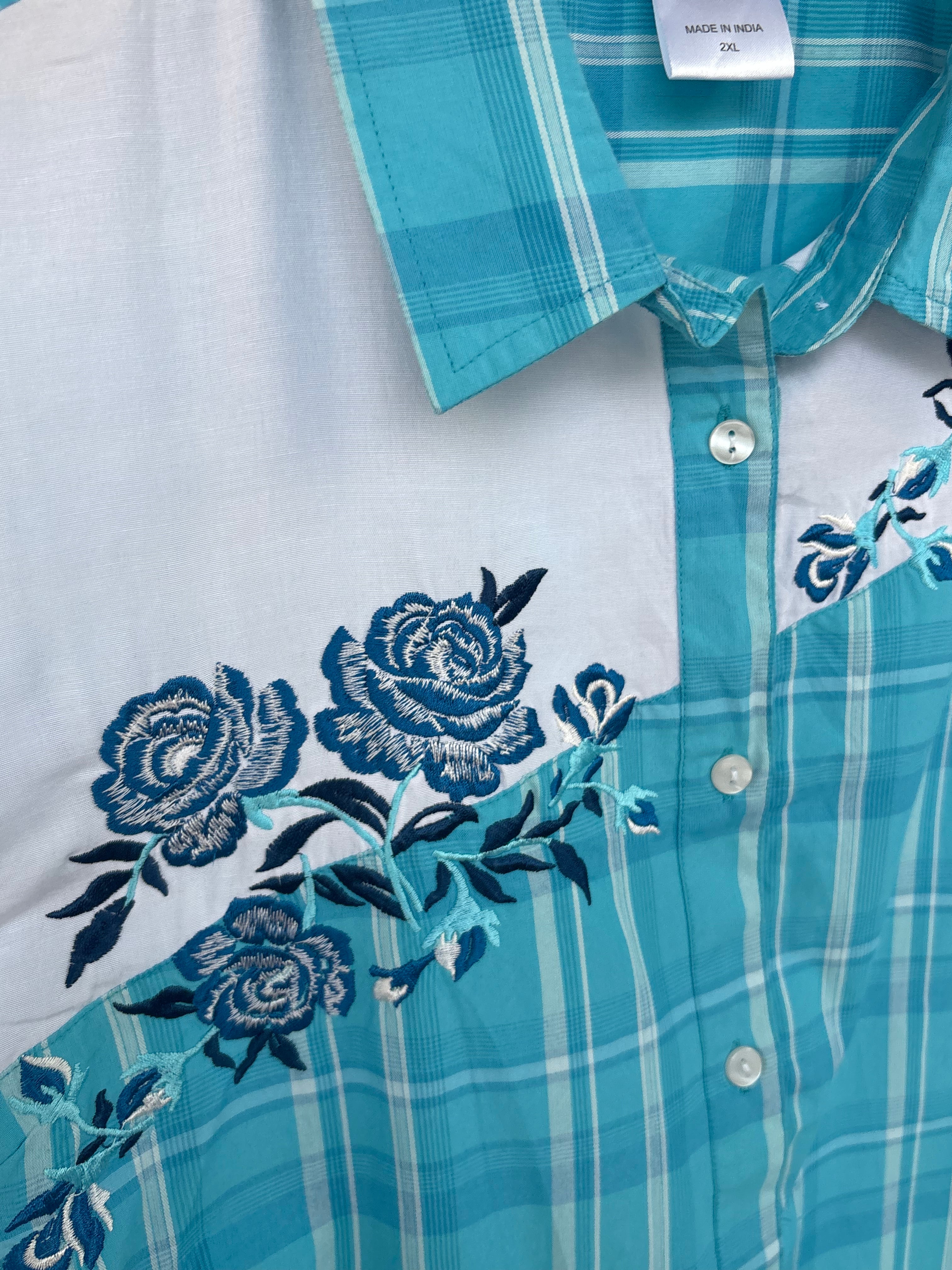 Rosey embroidered blue shirt