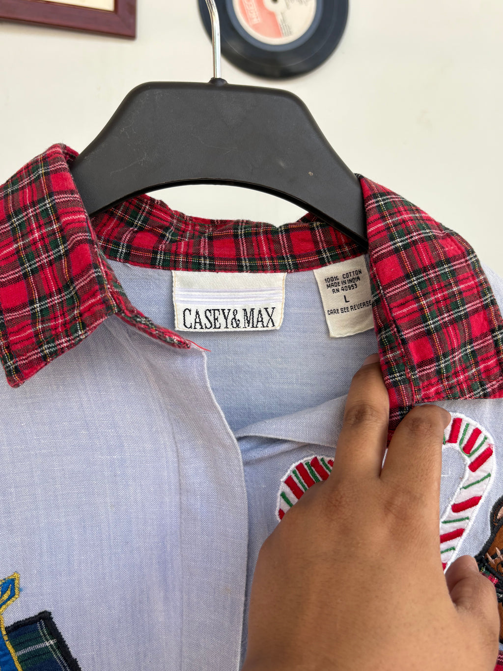 Ghingham collar patchwork shirt