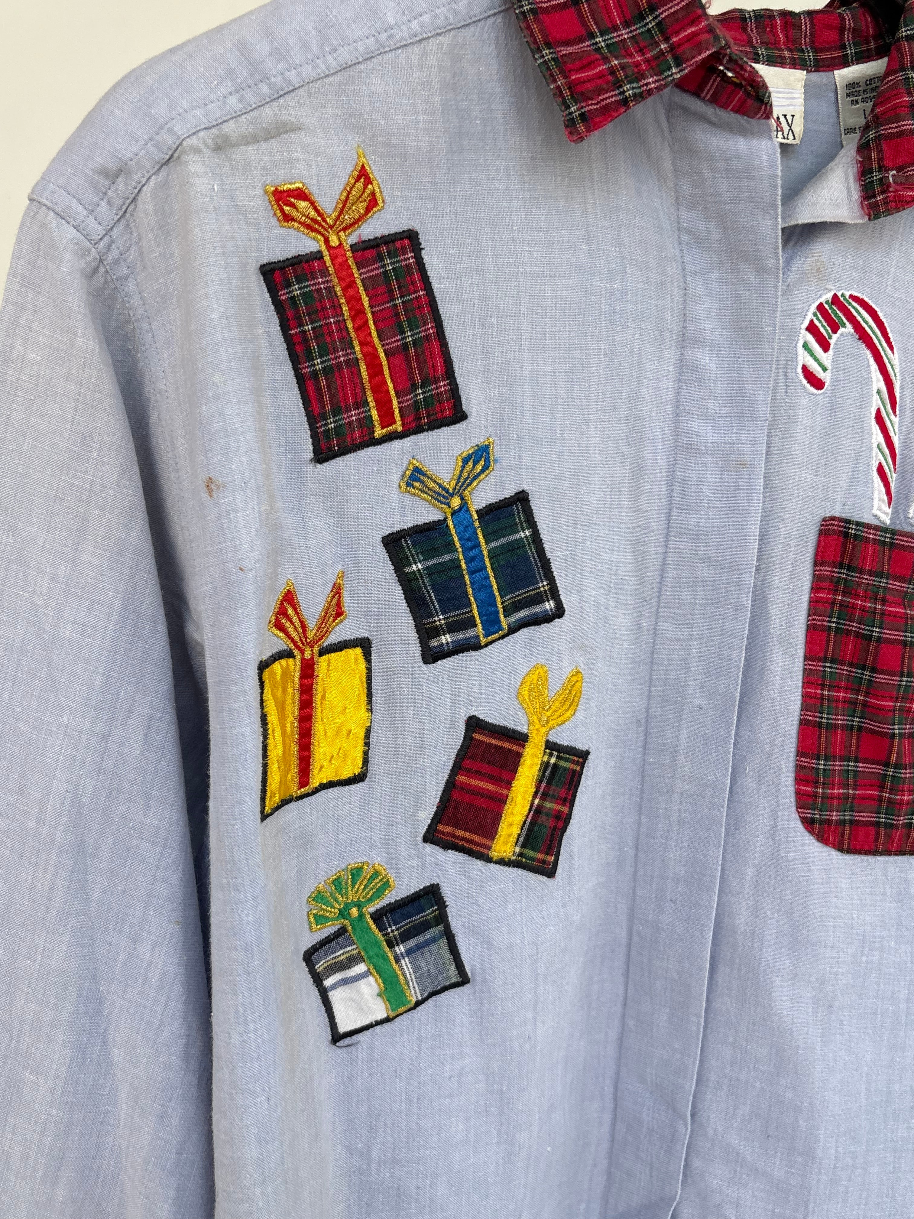 Ghingham collar patchwork shirt