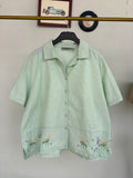 Green ghingham emb shirt