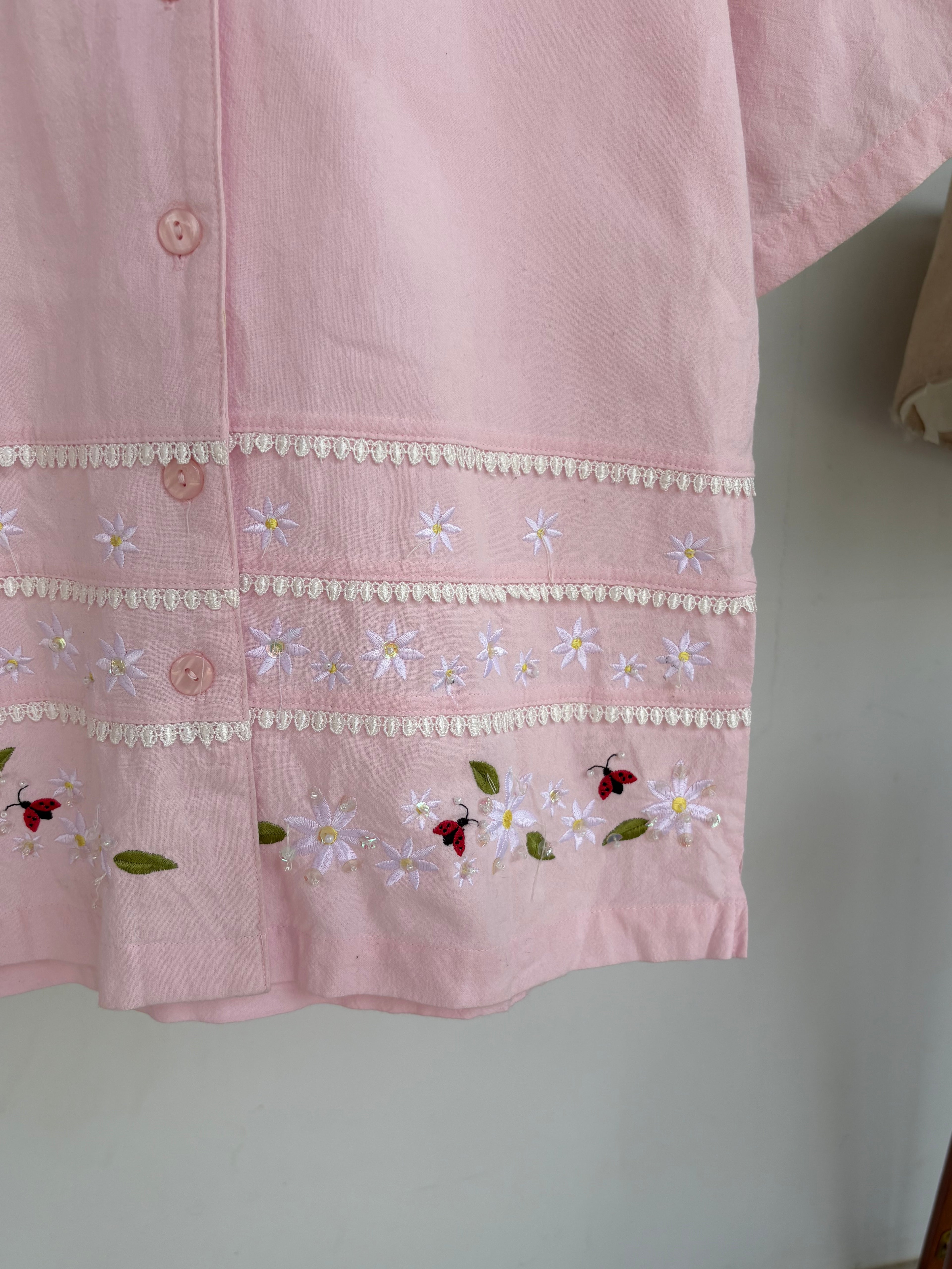 Cutesy pink embroidered shirt