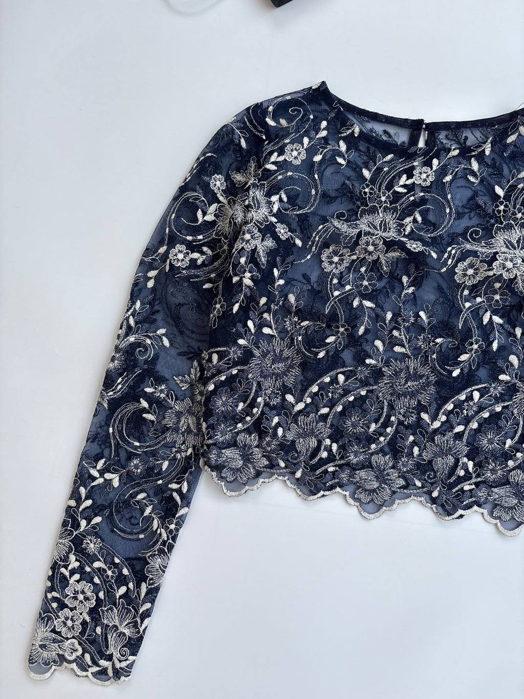 Semi transparent embroidered top