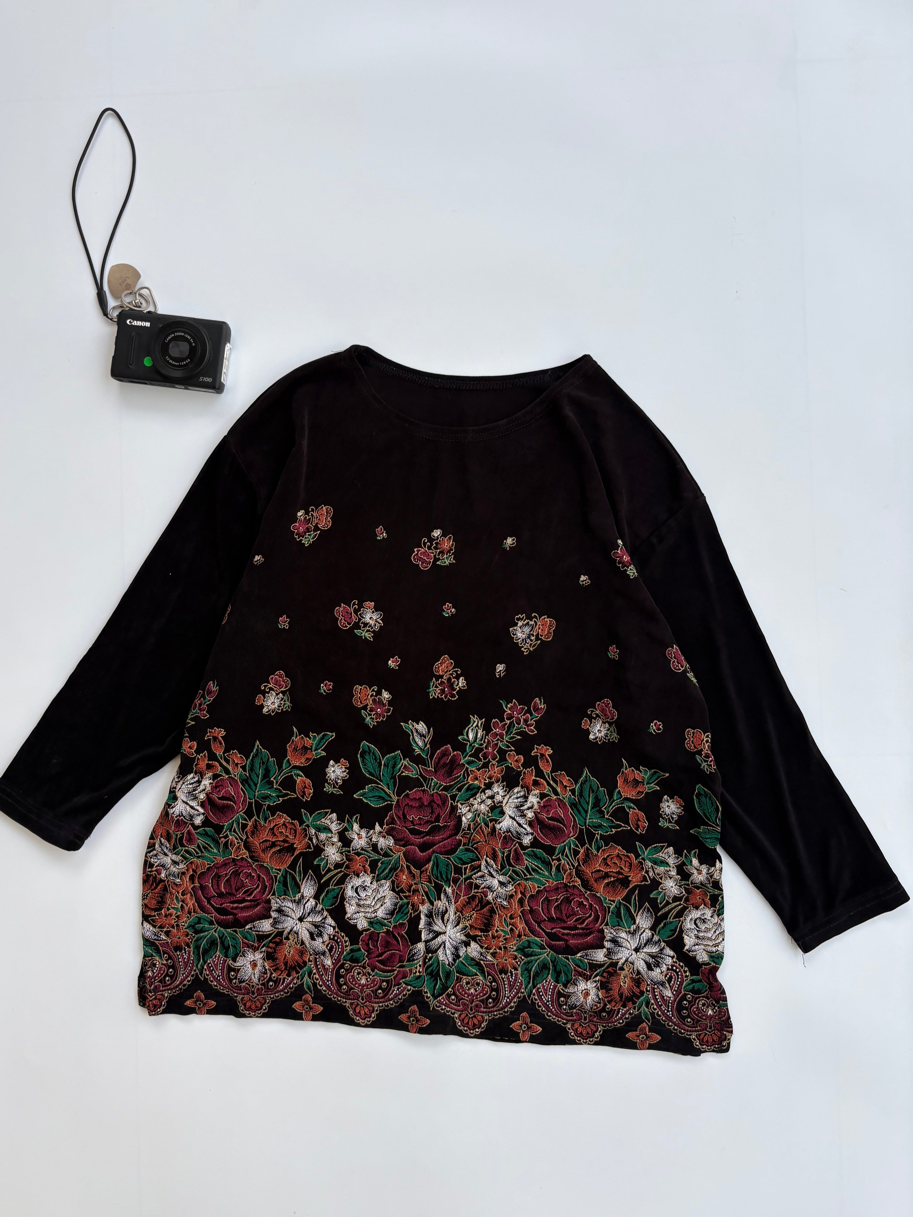 Floral black top