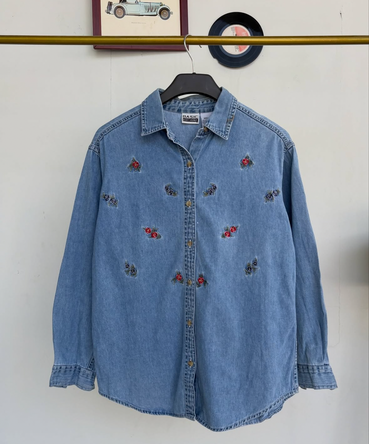 Embroidered denim shirt