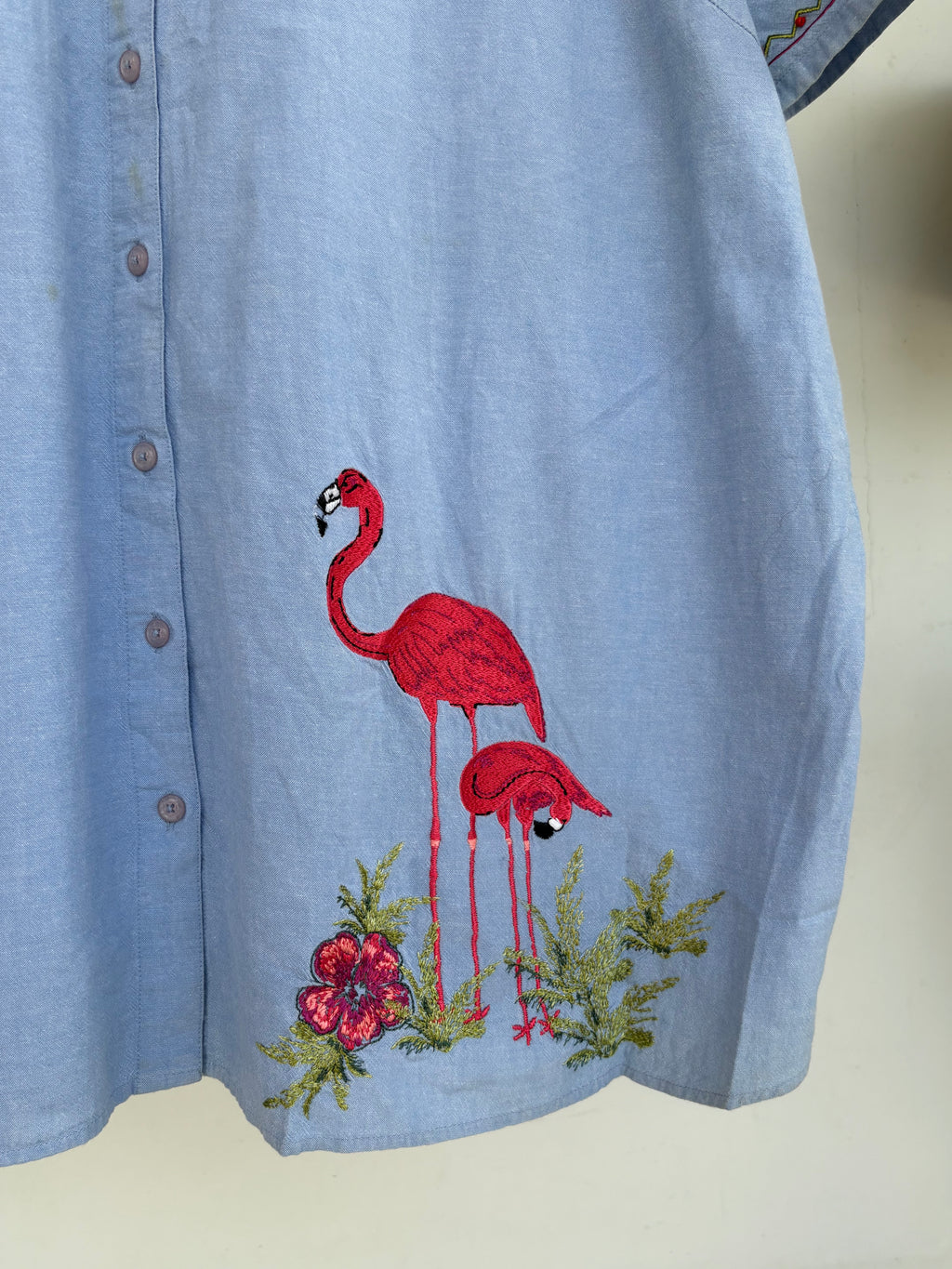 Exotic birds embroidered shirt