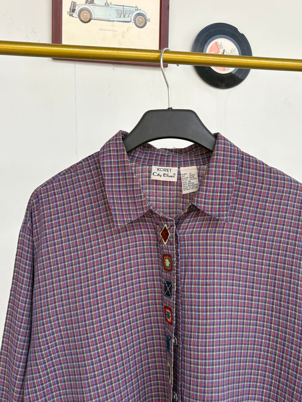 Checkered embroidered shirt
