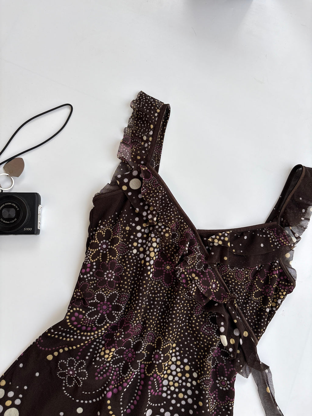 Y2k brown polka top