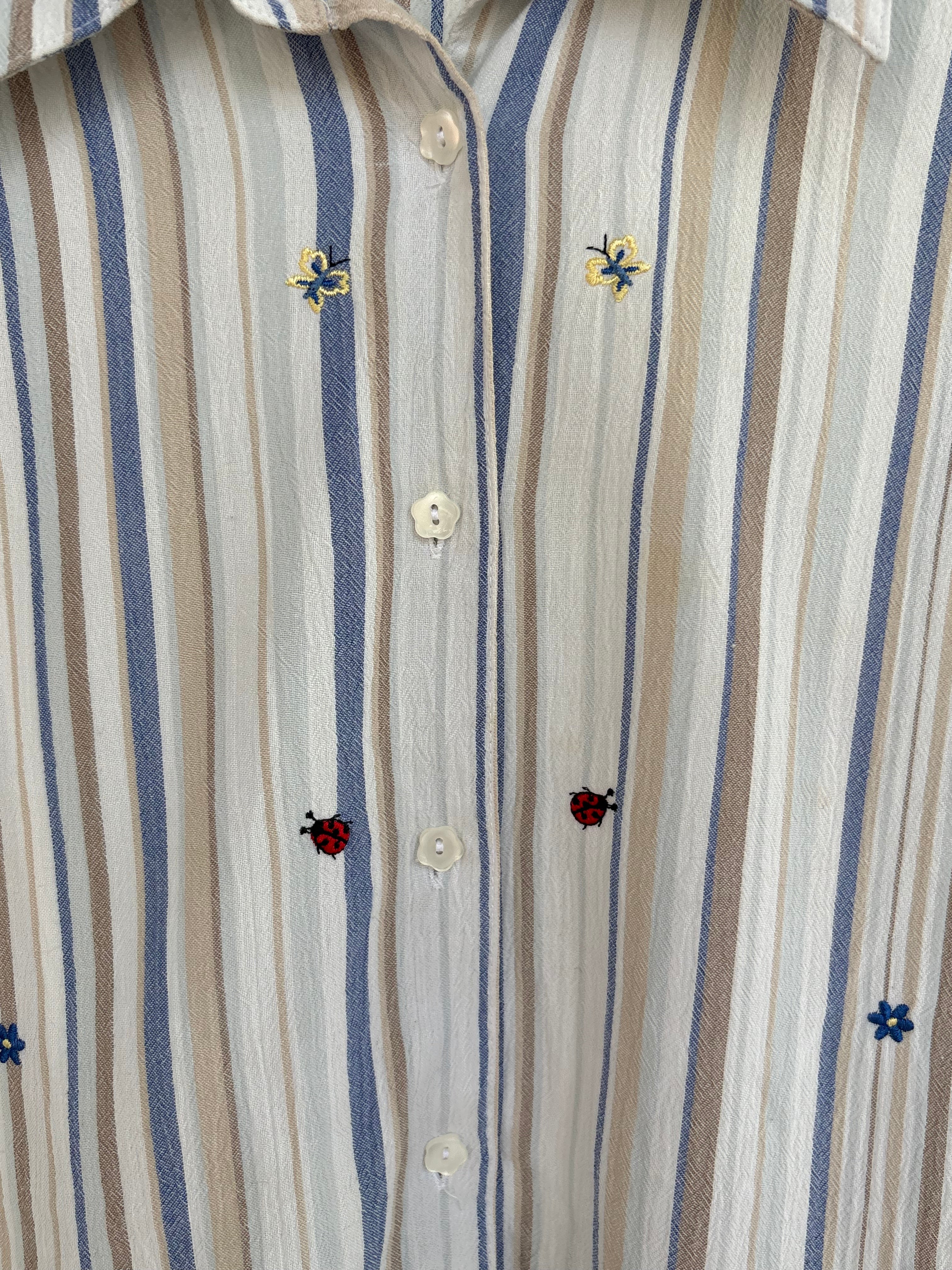 Textured embroidered lined shirt