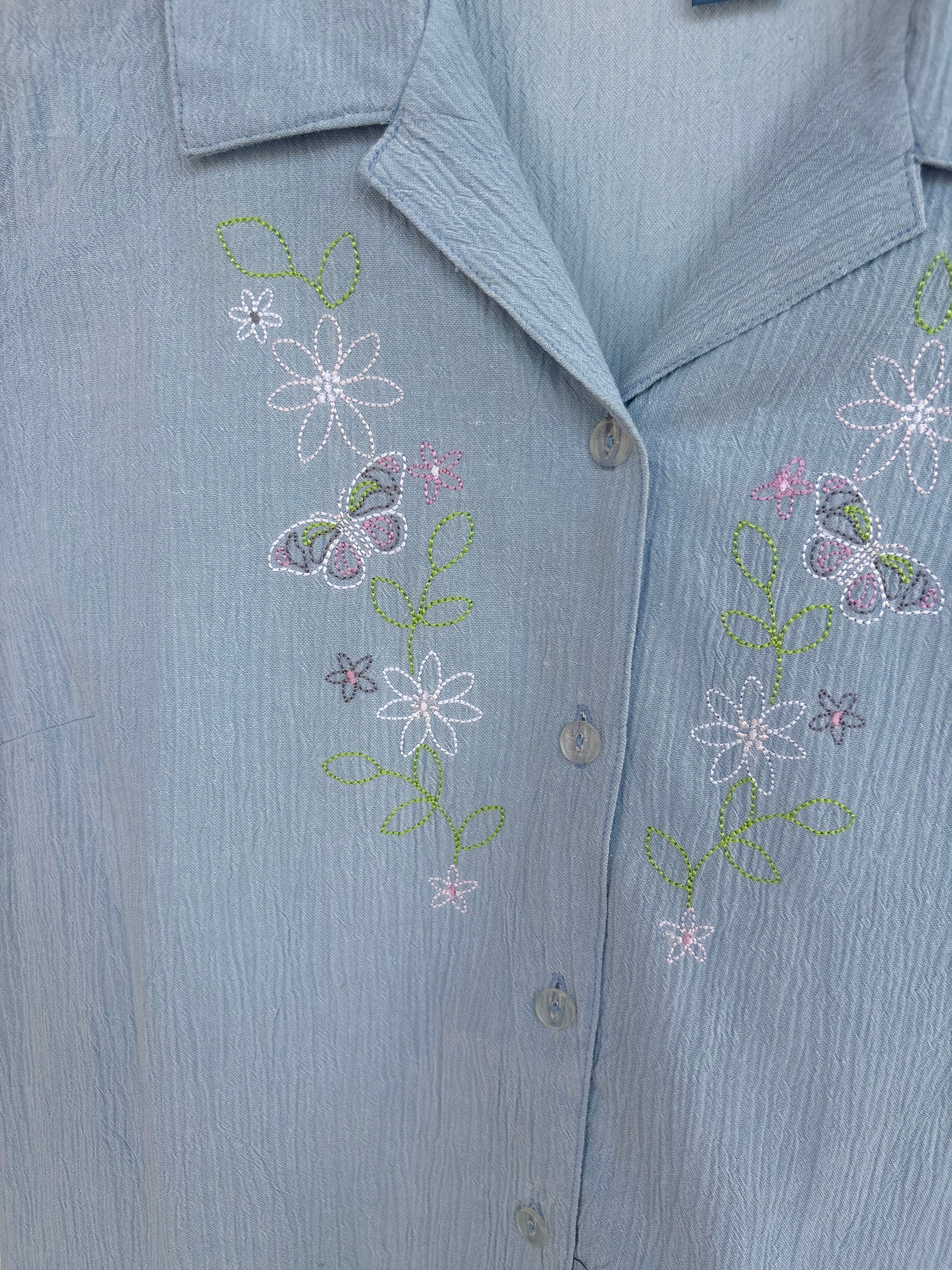 Textured floral emb. shirt