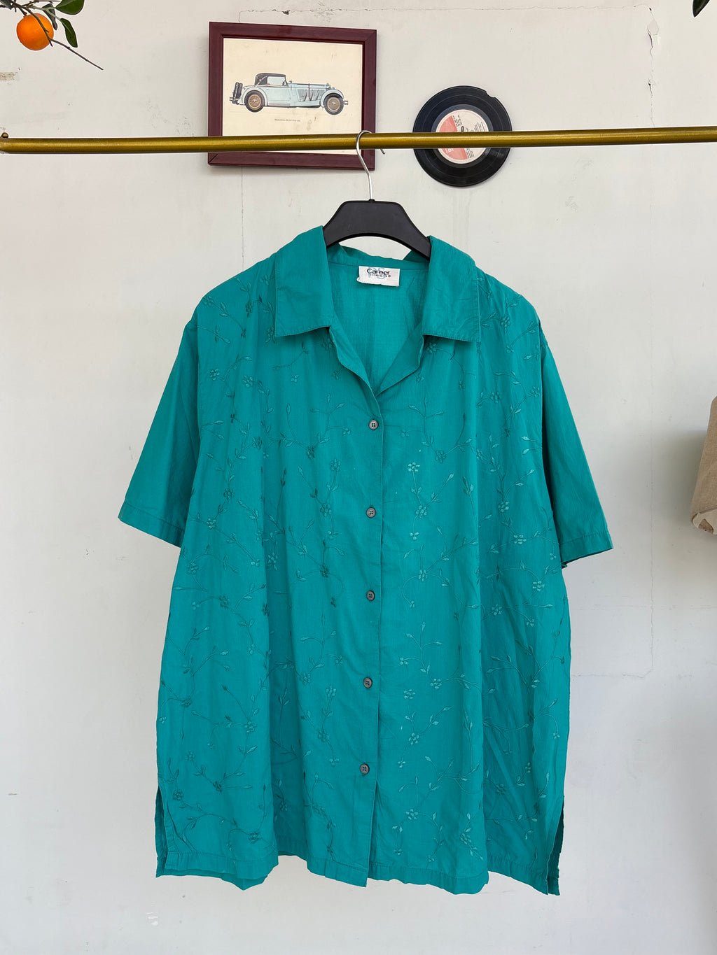 Embroidered mint easy breazy shirt